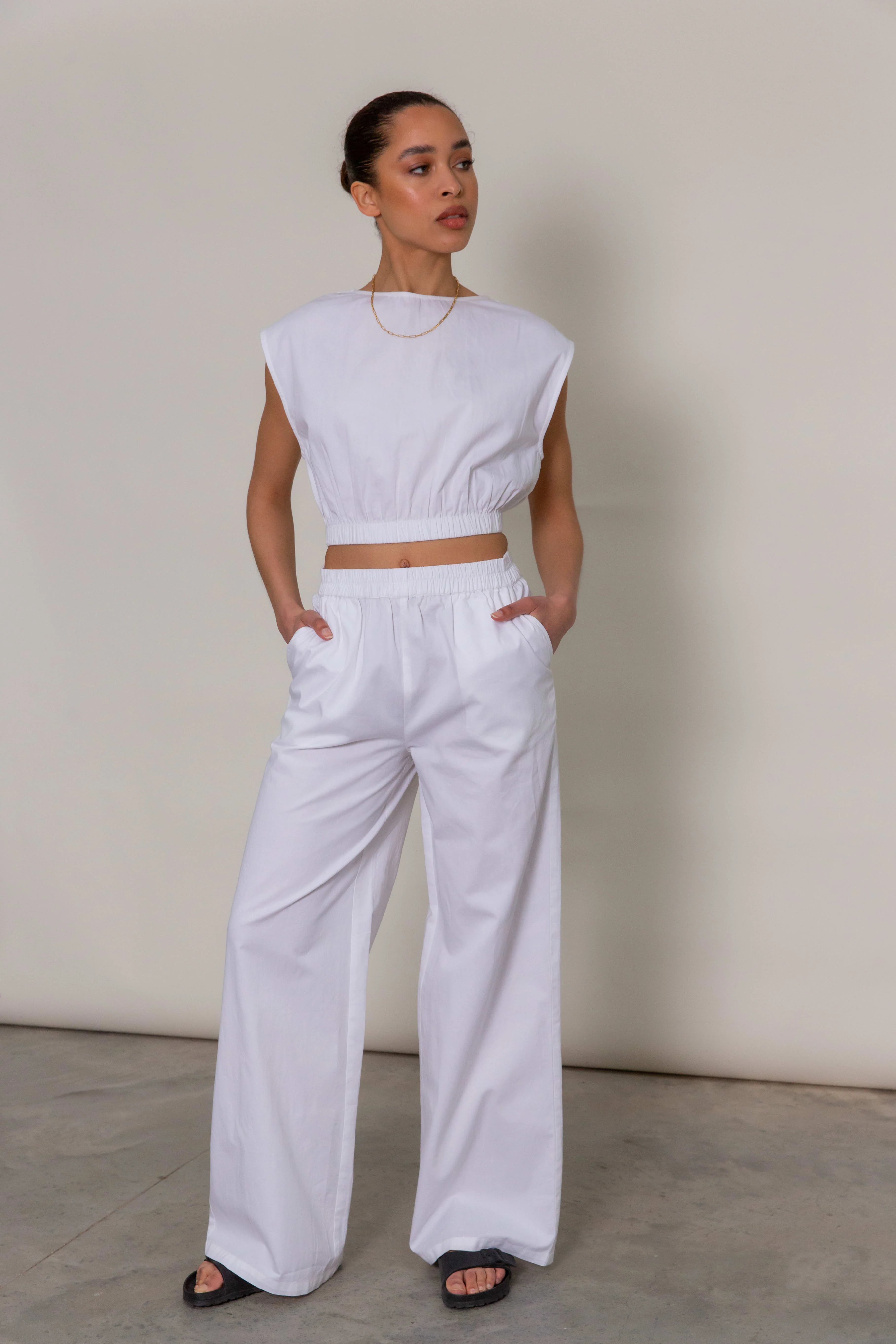 Tatum Wide Crop Top - White - Image 3
