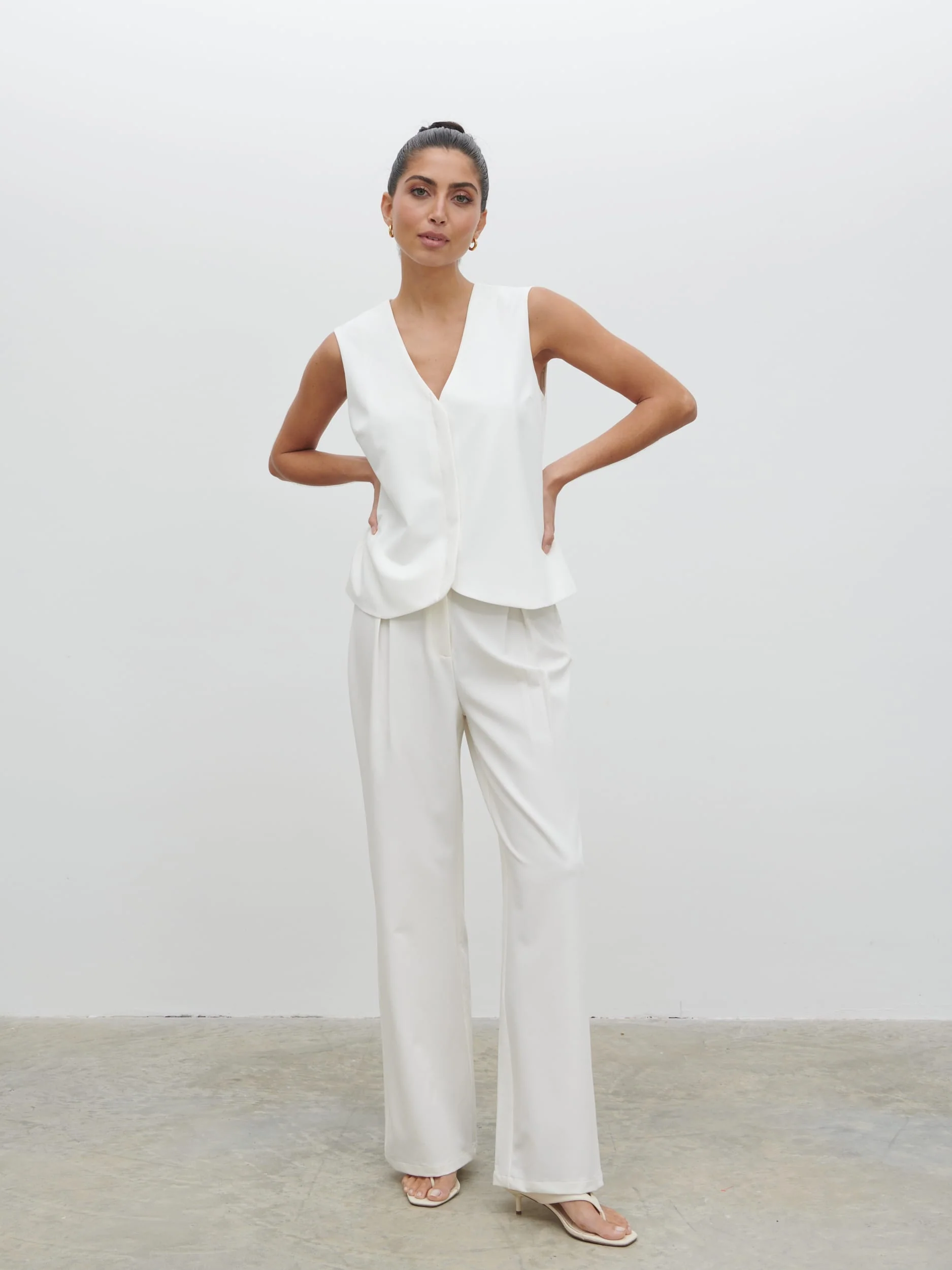 Taya Tailored Waistcoat - Cream - Image 2