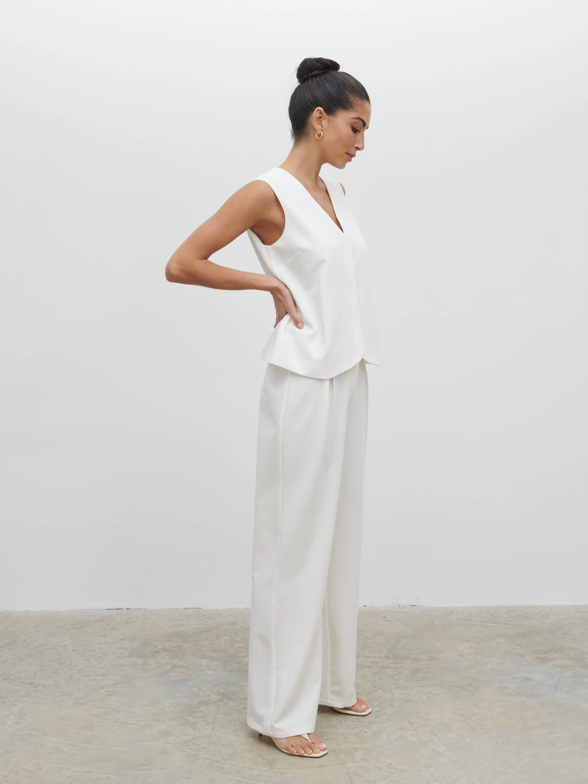 Taya Tailored Waistcoat - Cream - Image 4