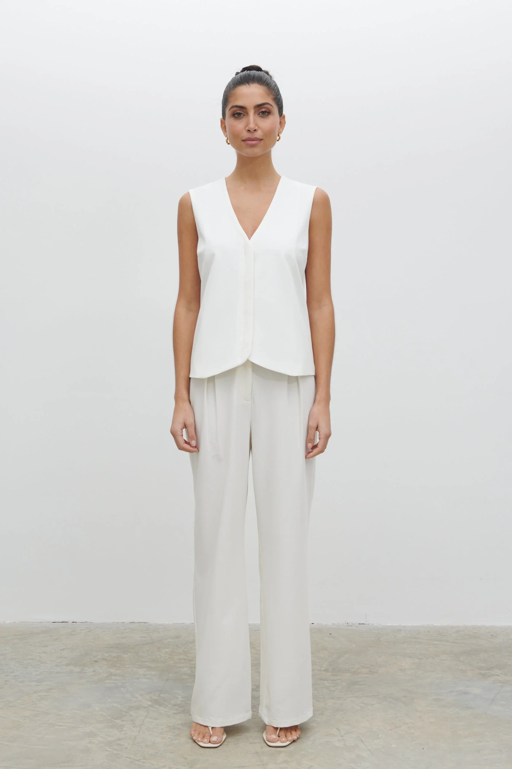 Taya Tailored Waistcoat - Cream - Image 7