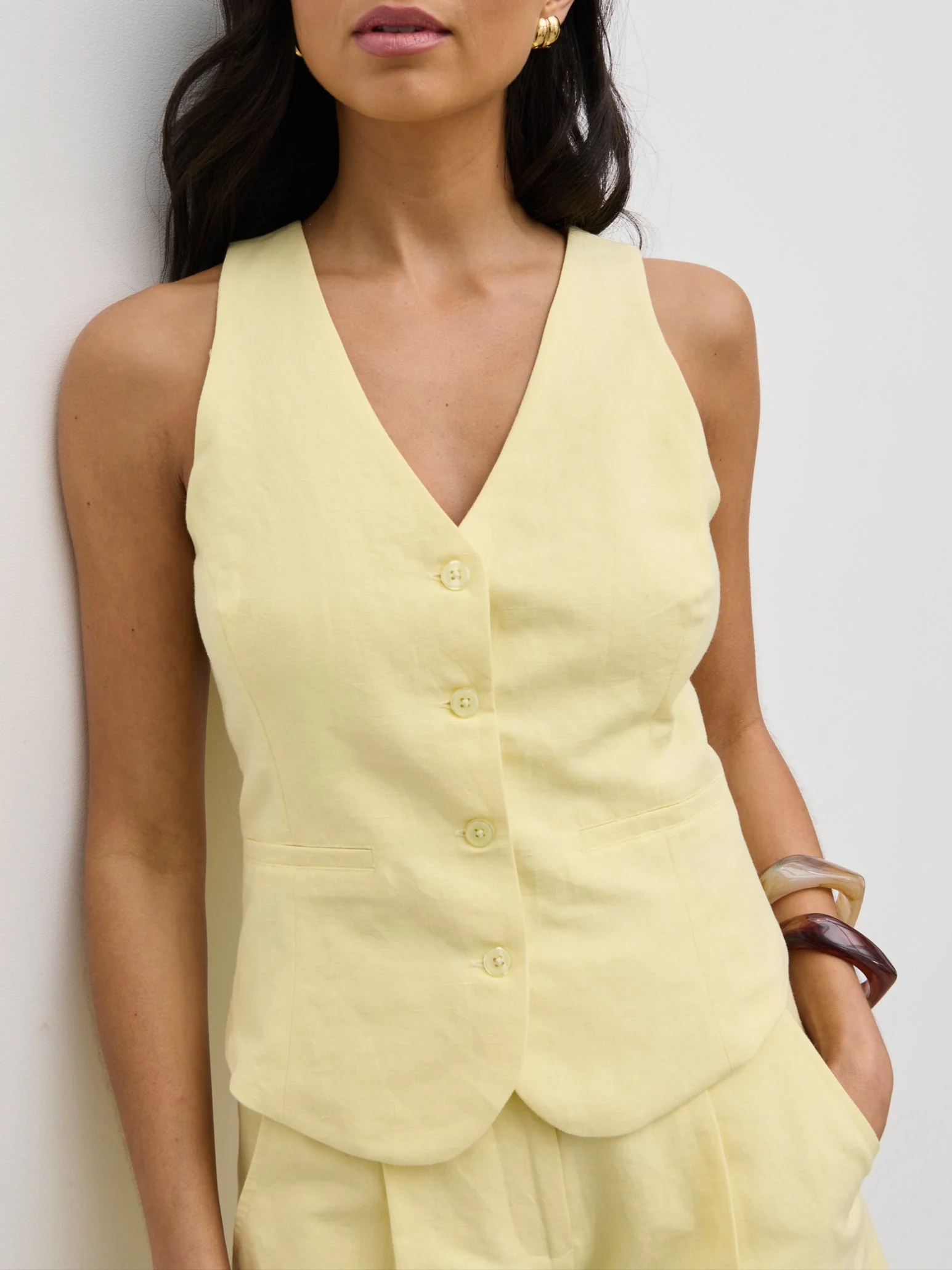 Thali Racer Neck Waistcoat - Lemon - Image 2
