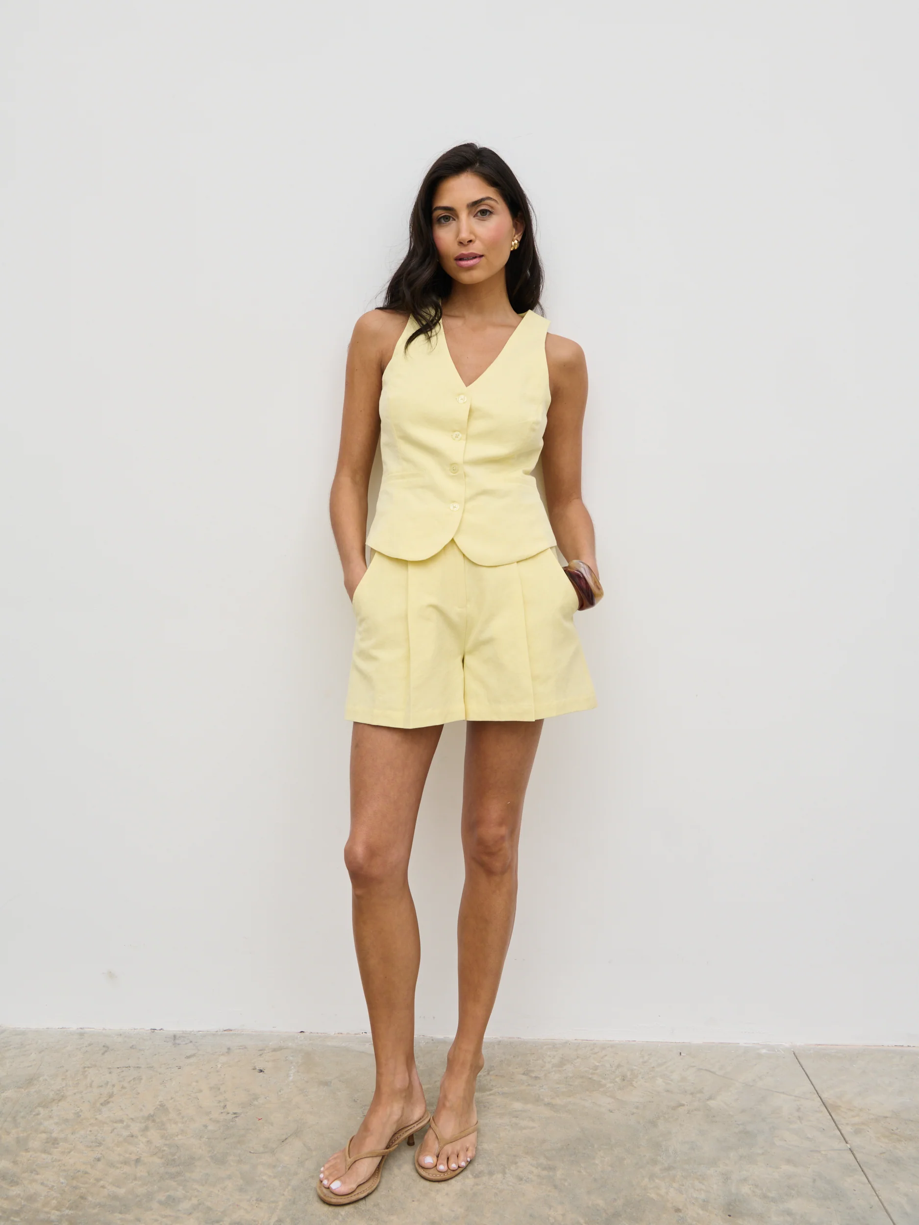 Thali Racer Neck Waistcoat - Lemon - Image 3