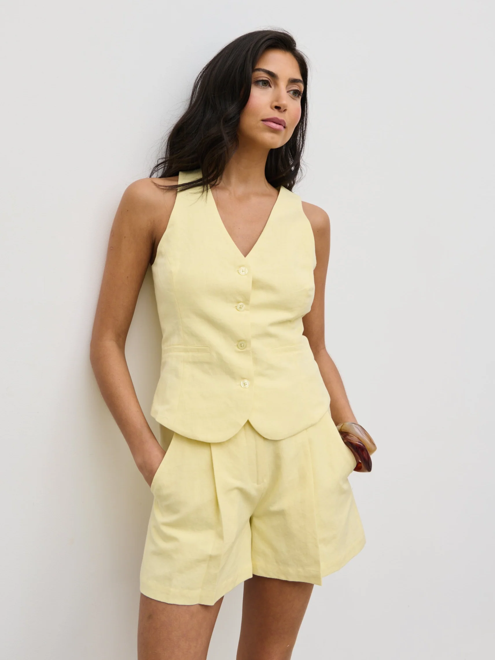 Thali Racer Neck Waistcoat - Lemon - Image 5
