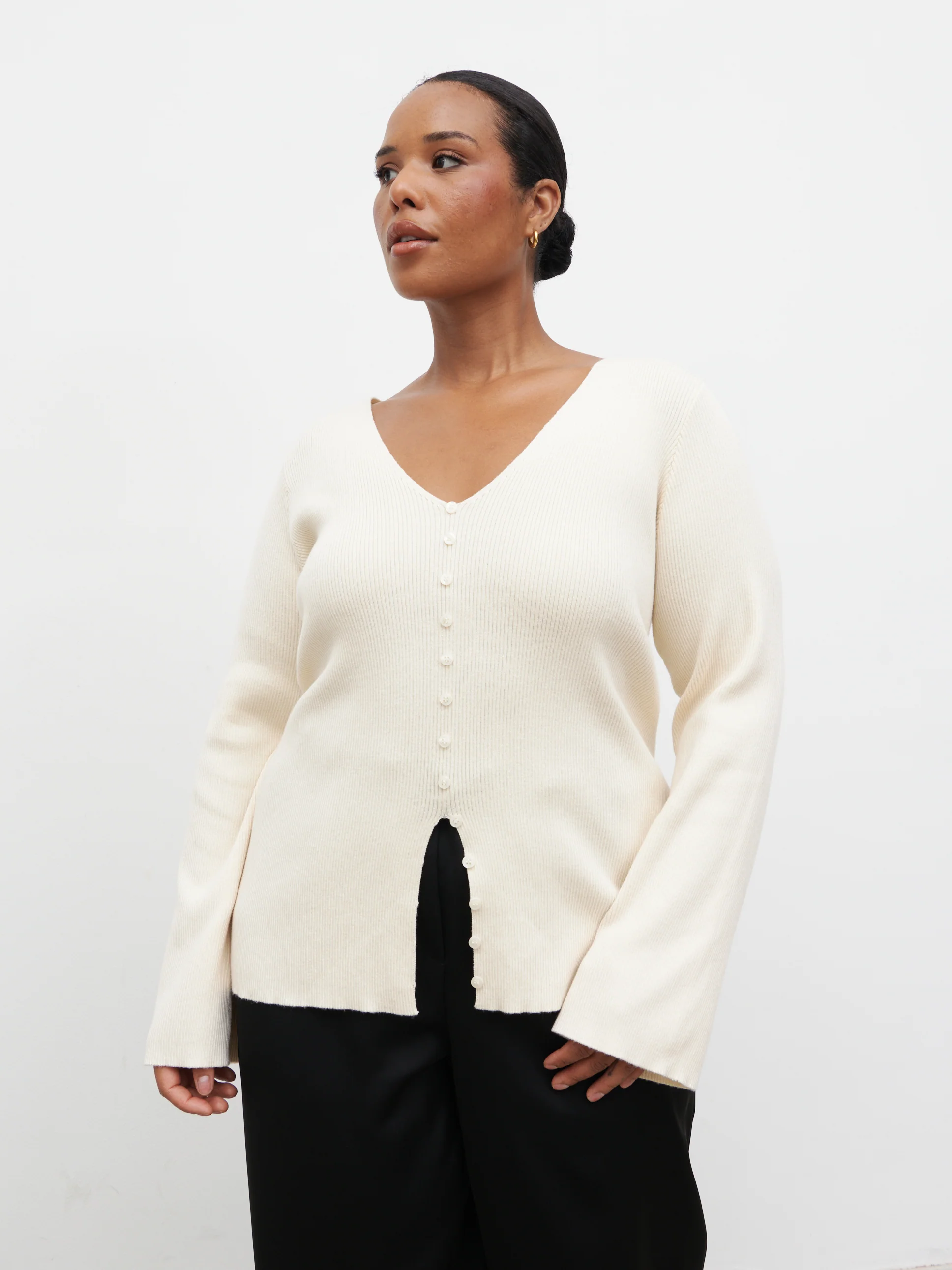 Tia Knit Top Curve - Cream - Image 4