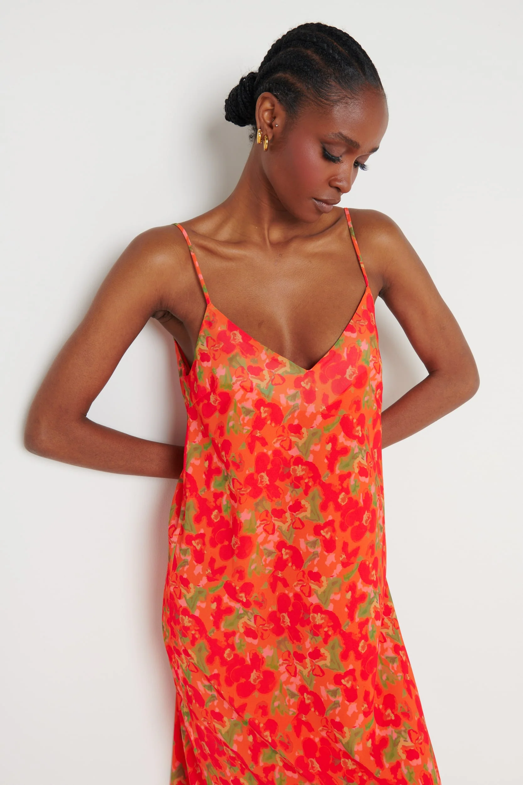 Tiana Trapeze Maxi Dress - Red and Orange Floral - Image 2