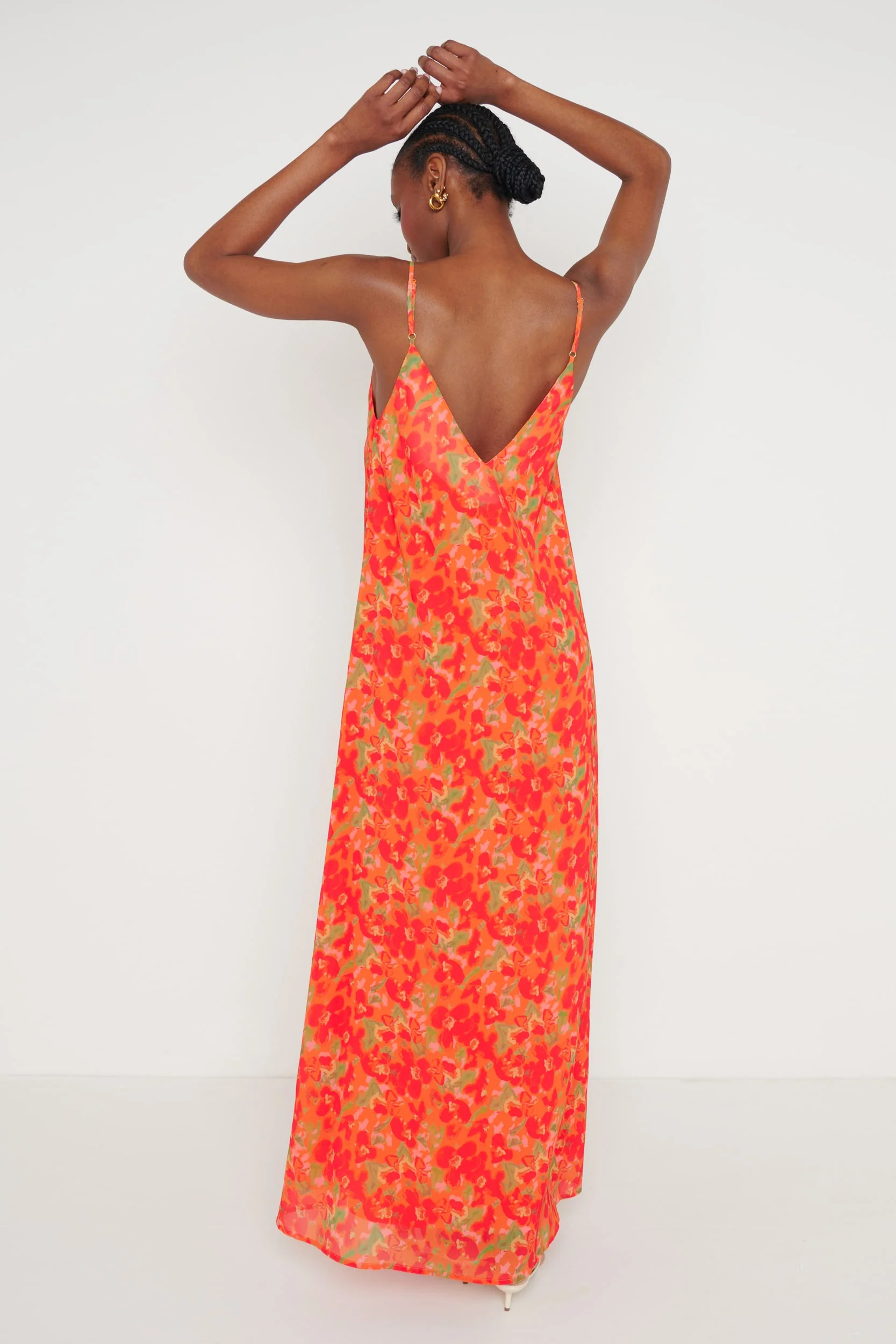Tiana Trapeze Maxi Dress - Red and Orange Floral - Image 3