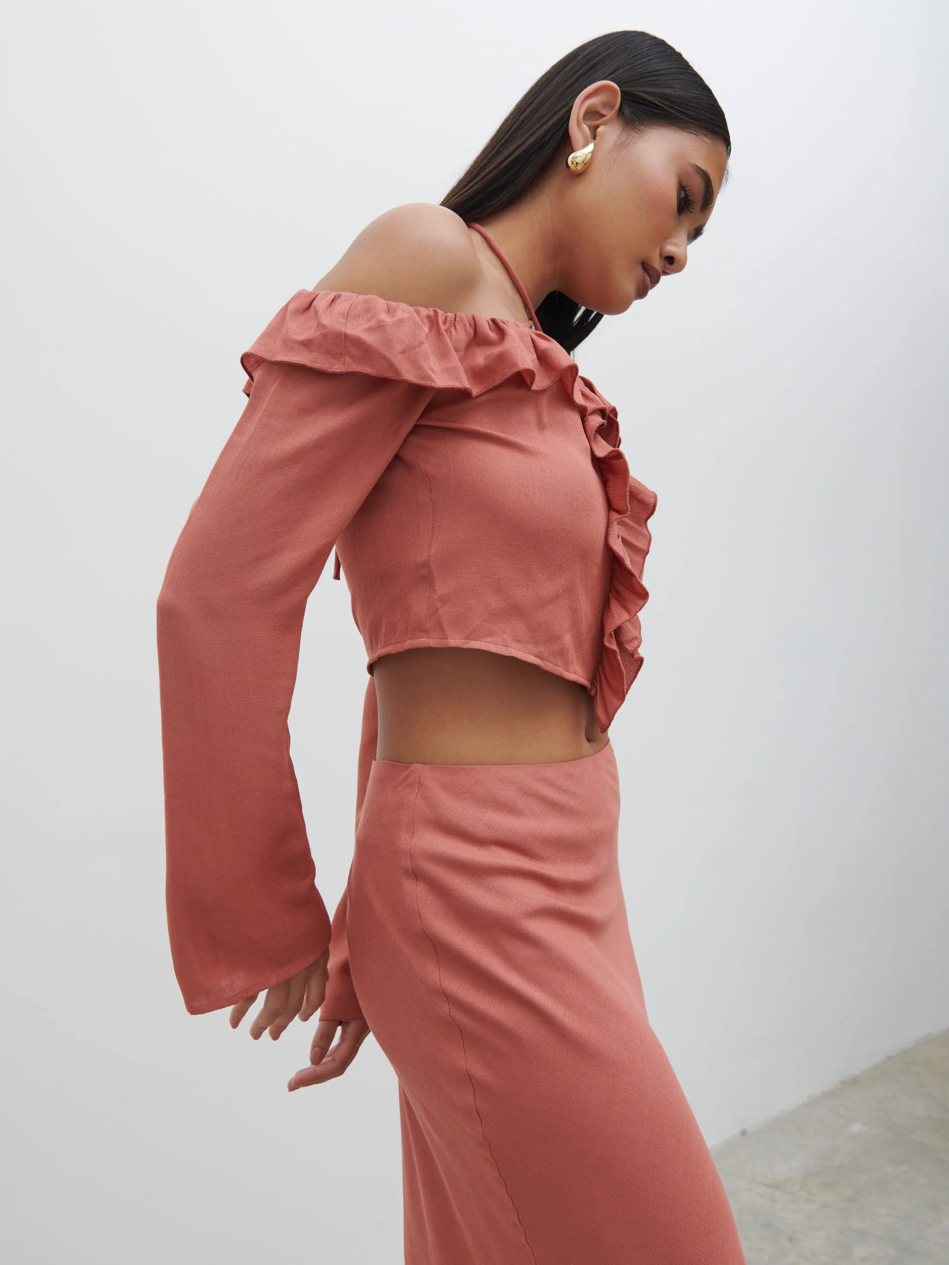Tiffany Midaxi Skirt - Terracotta - Image 3