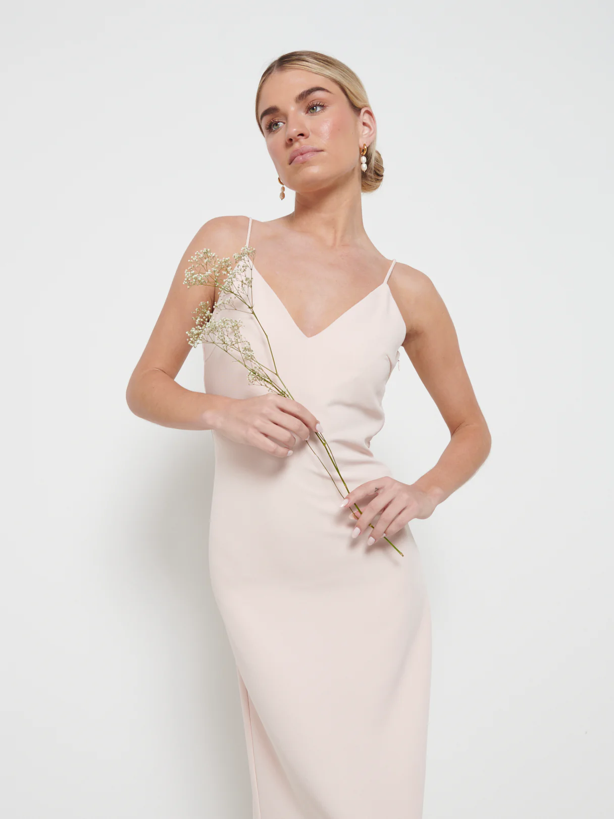 Tillie V-Neck Maxi Bridesmaid Dress - Blush - Image 2