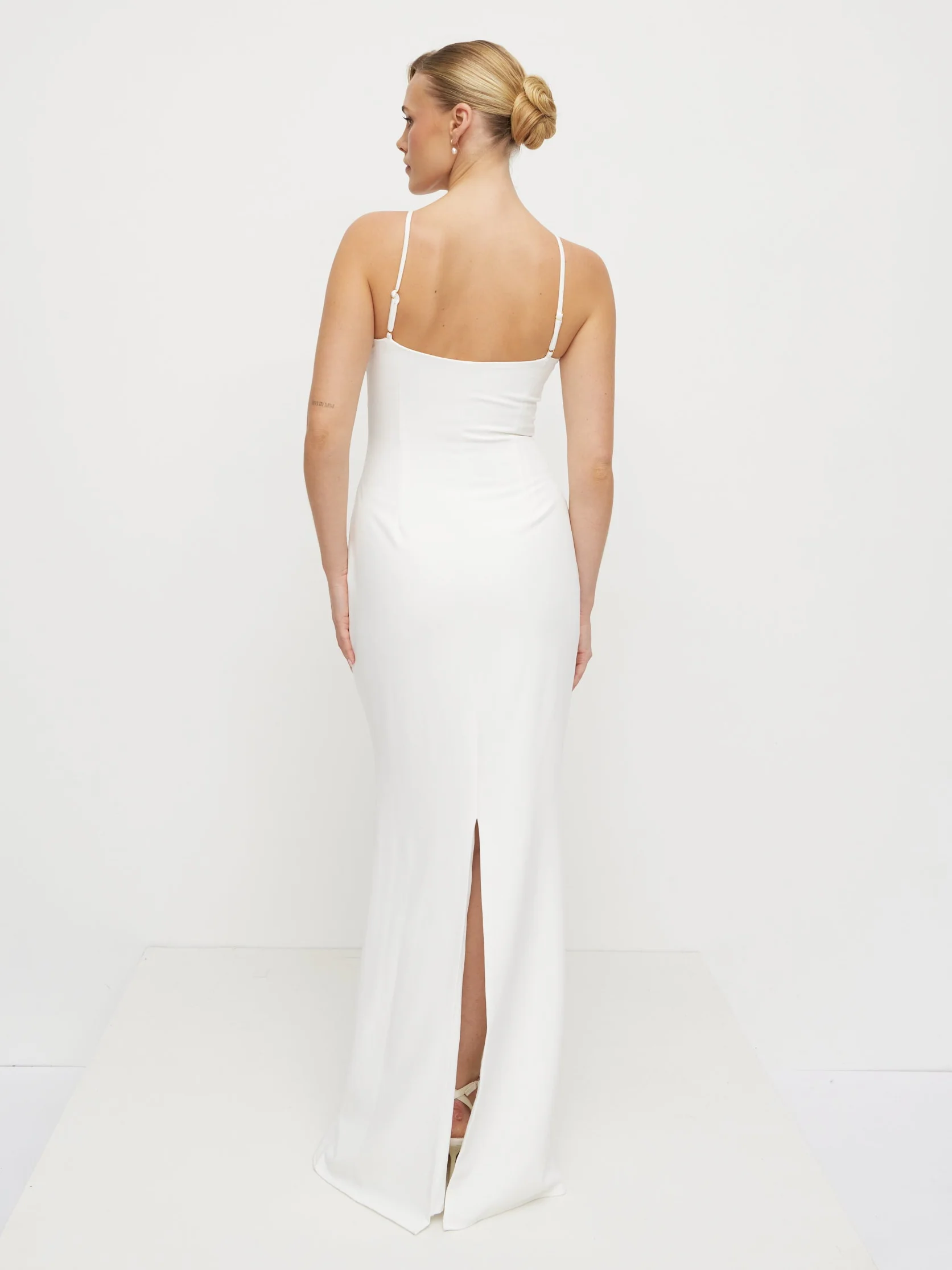 Tillie V-Neck Crepe Maxi Bridesmaid Dress - Ivory - Image 5