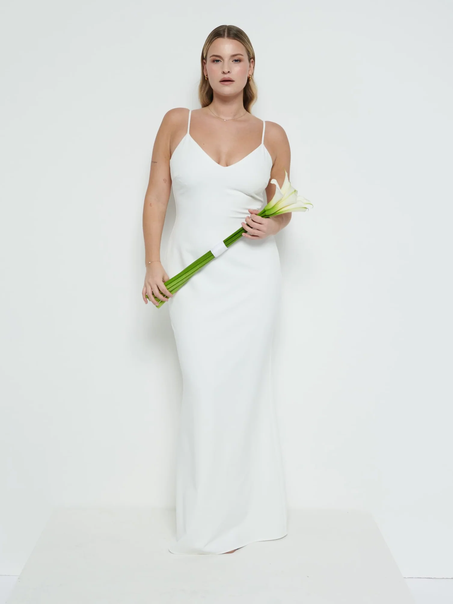Tillie V-Neck Crepe Maxi Bridesmaid Dress - Ivory - Image 6