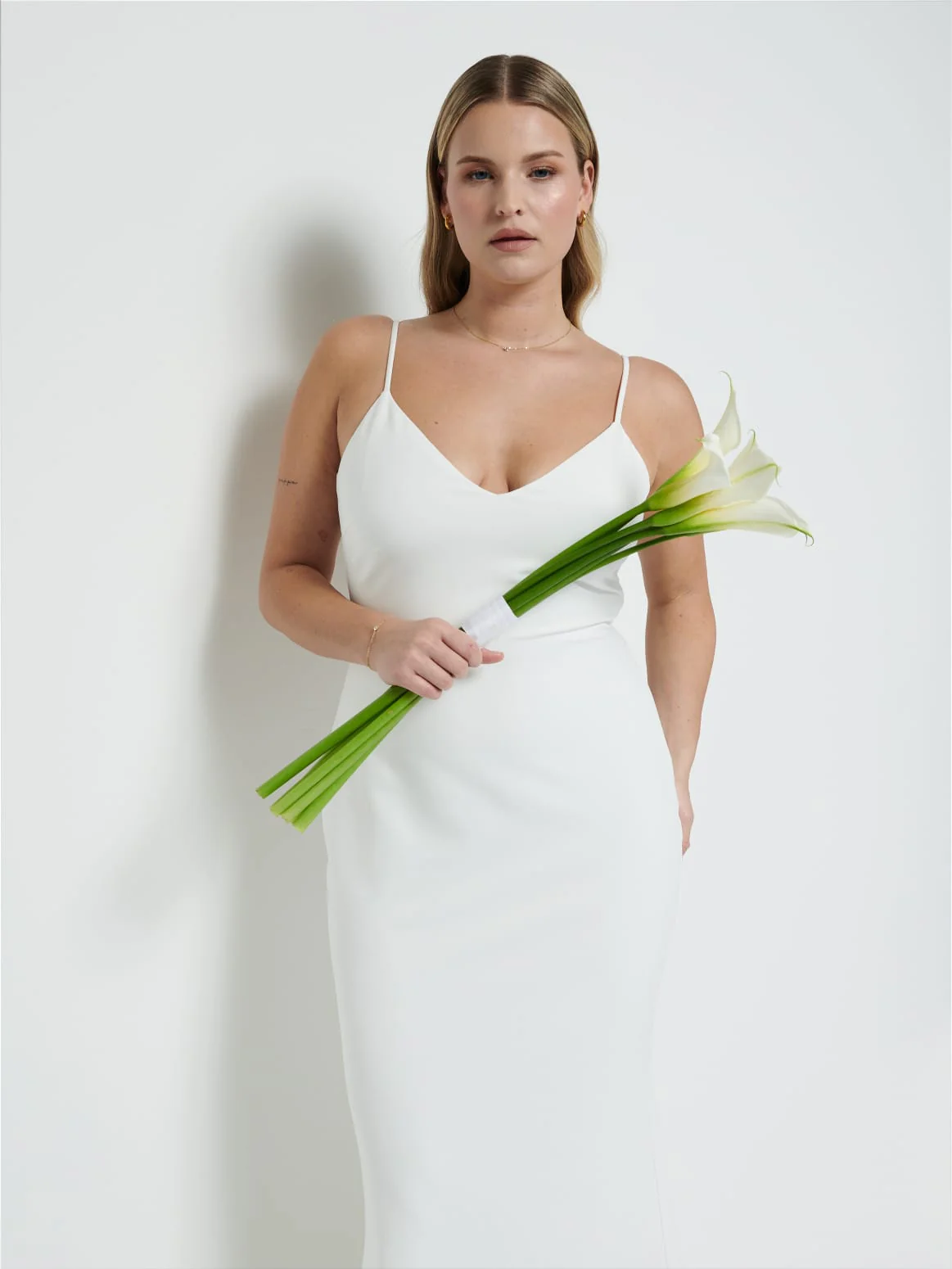 Tillie V-Neck Crepe Maxi Bridesmaid Dress - Ivory - Image 7
