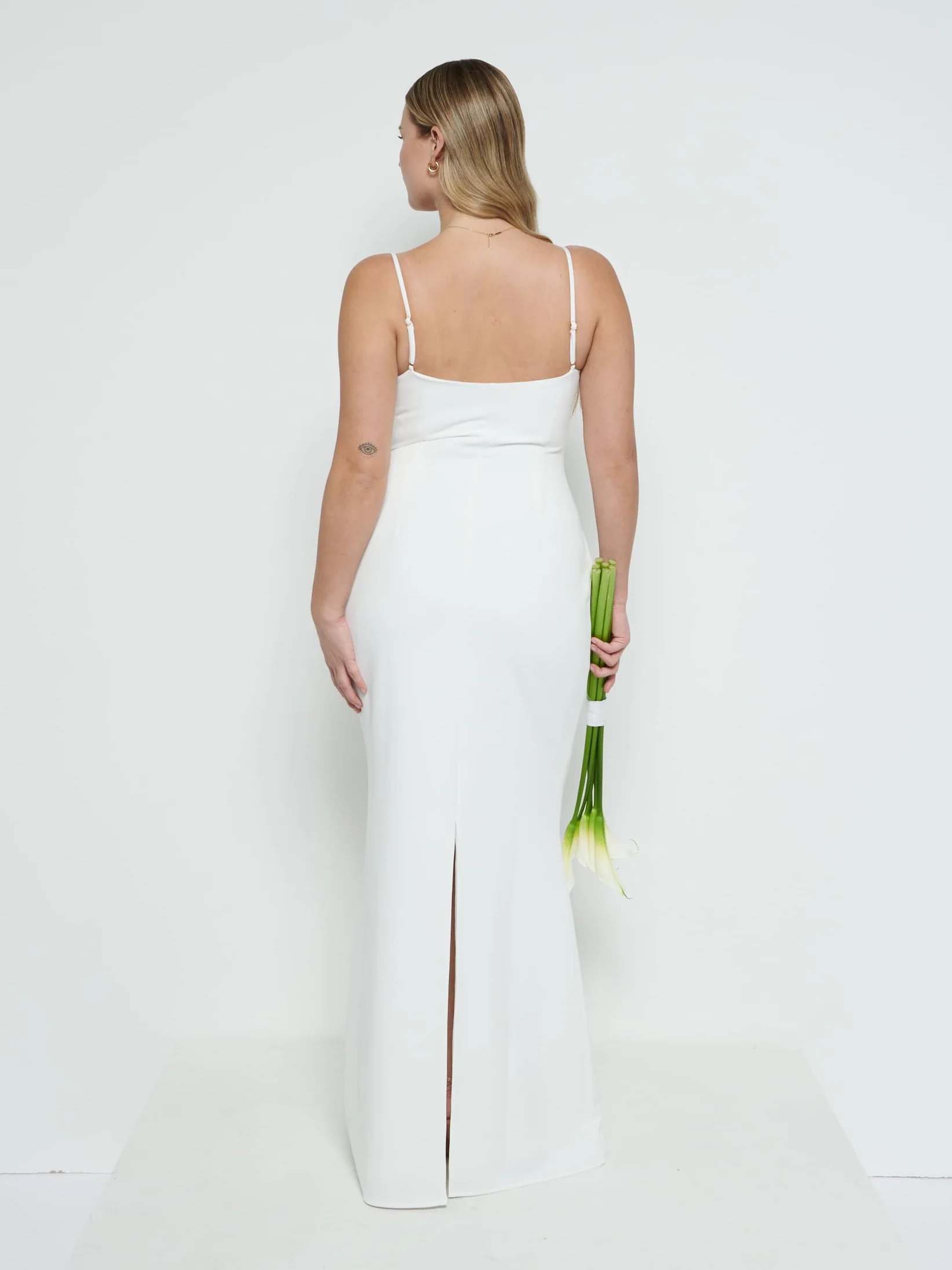 Tillie V-Neck Crepe Maxi Bridesmaid Dress - Ivory - Image 8