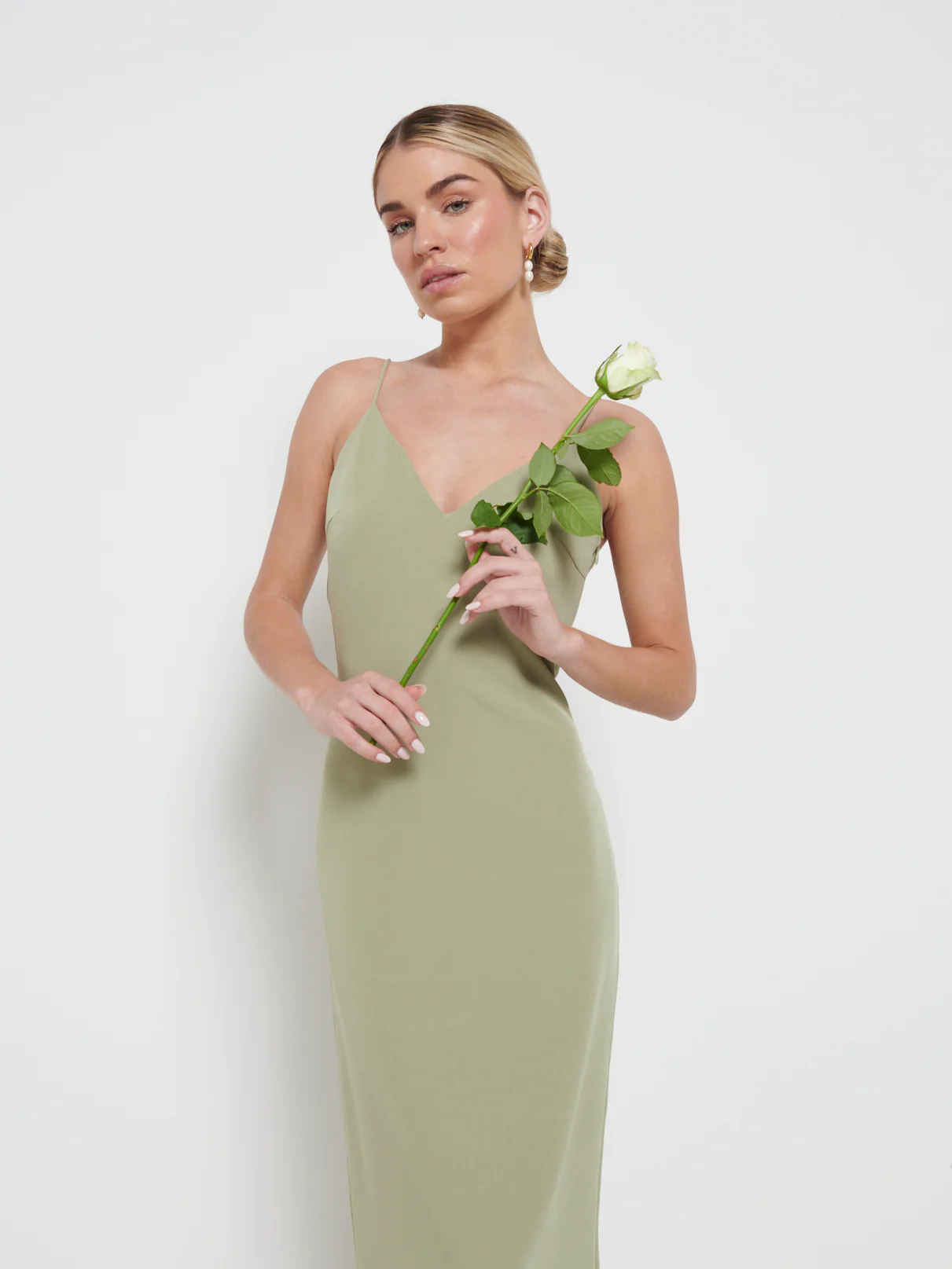 Tillie V-Neck Maxi Bridesmaid Dress - Olive - Image 2