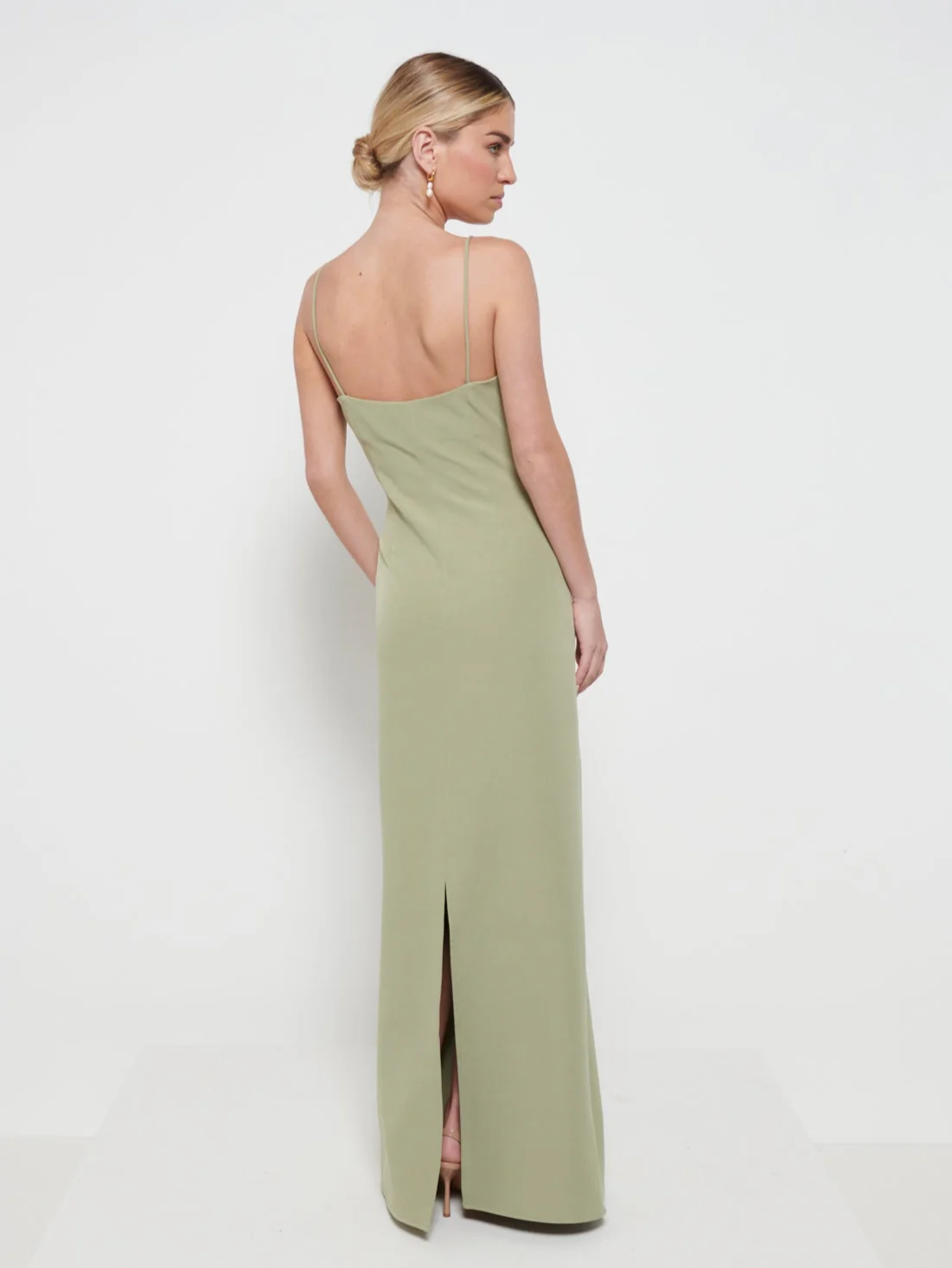 Tillie V-Neck Maxi Bridesmaid Dress - Olive - Image 3