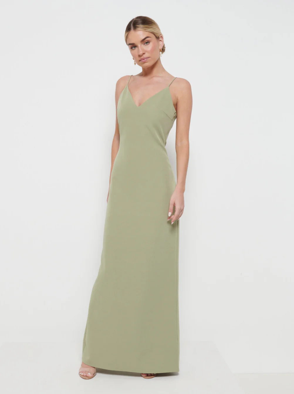 Tillie V-Neck Maxi Bridesmaid Dress - Olive - Image 4