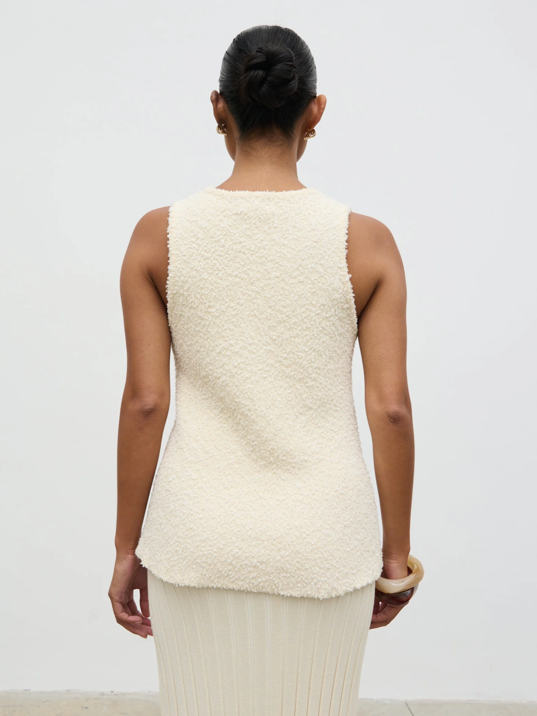 Tyla Boucle Knit Waistcoat - Cream - Image 6