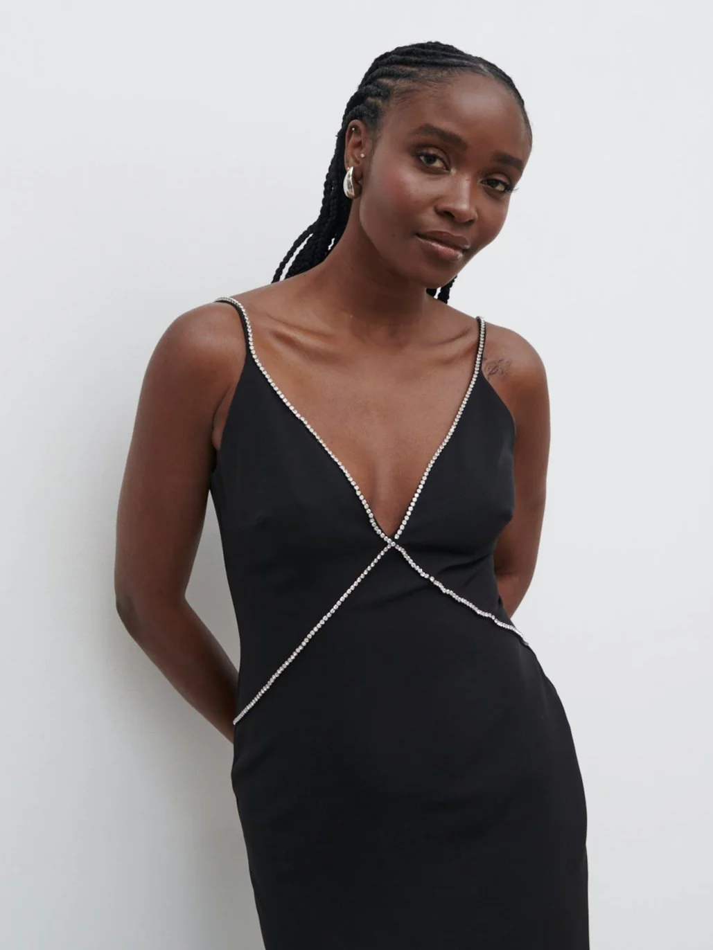 Val Plunge Embellished Maxi Dress - Black - Image 9