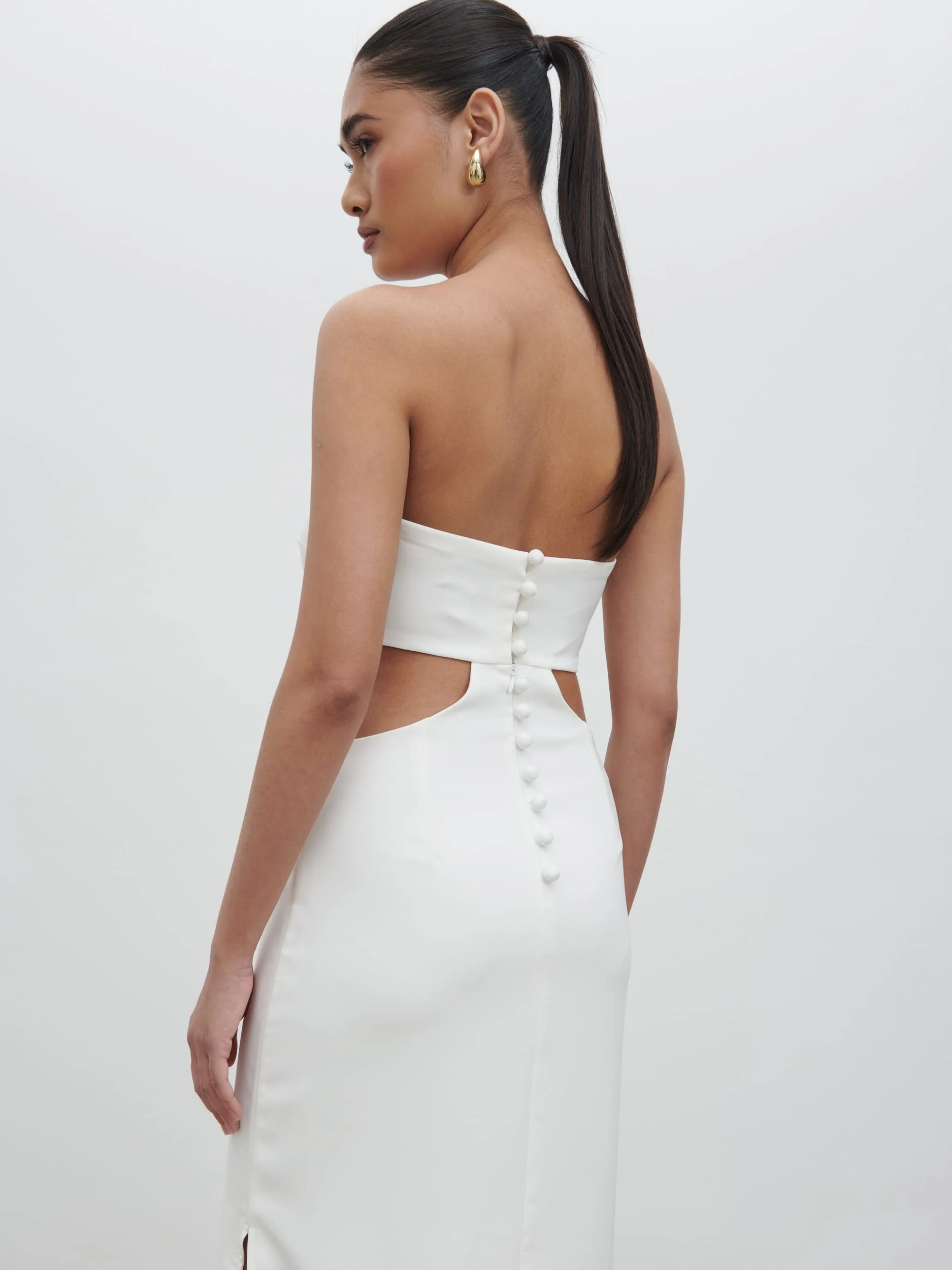 Verde Bandeau Cut Out Maxi Dress - Ivory - Image 4