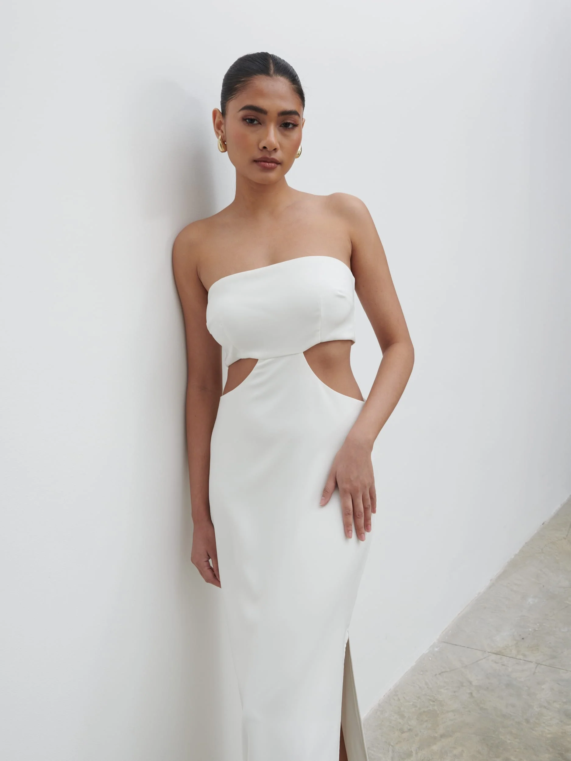 Verde Bandeau Cut Out Maxi Dress - Ivory - Image 6