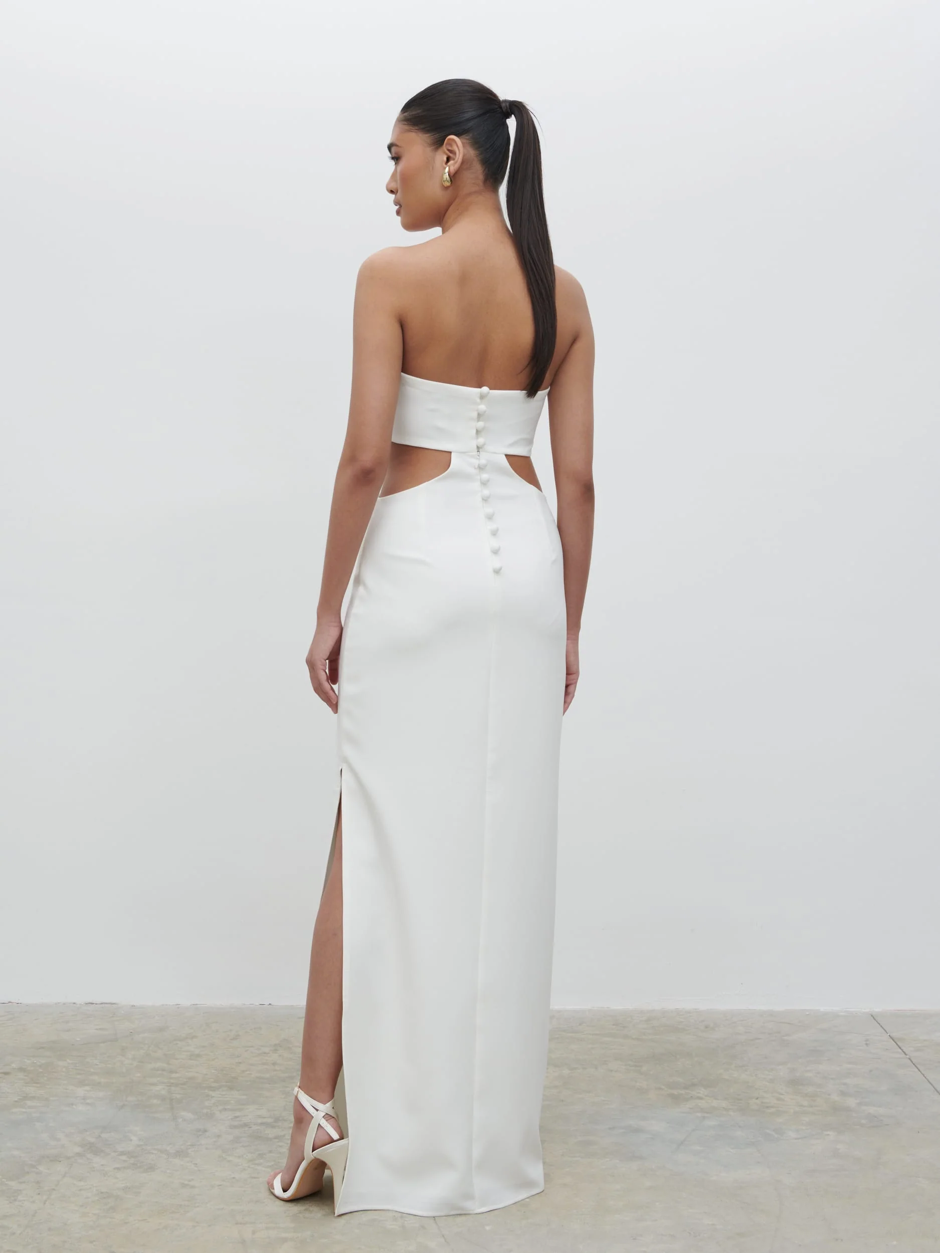 Verde Bandeau Cut Out Maxi Dress - Ivory - Image 7