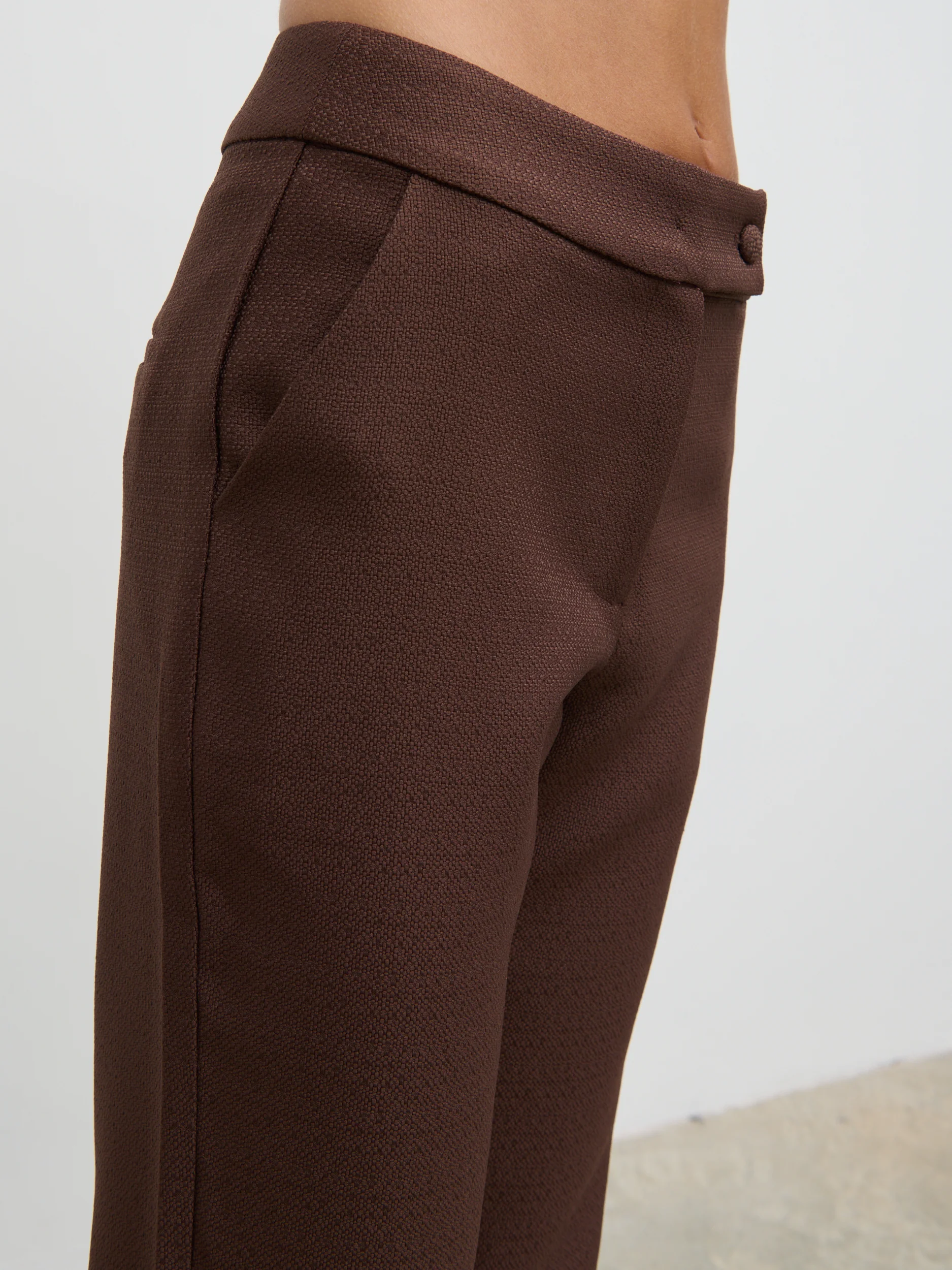 Verona Tweed Straight Leg Trousers - Brown - Image 3