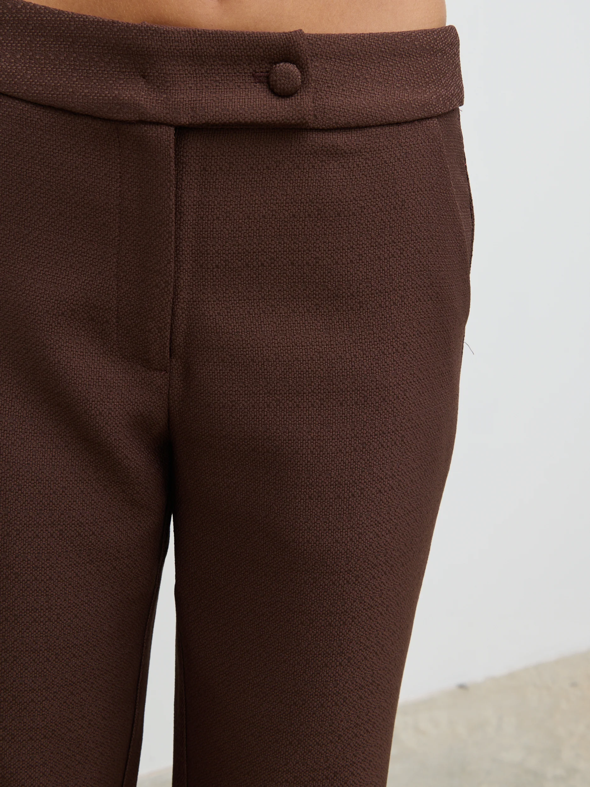 Verona Tweed Straight Leg Trousers - Brown - Image 5