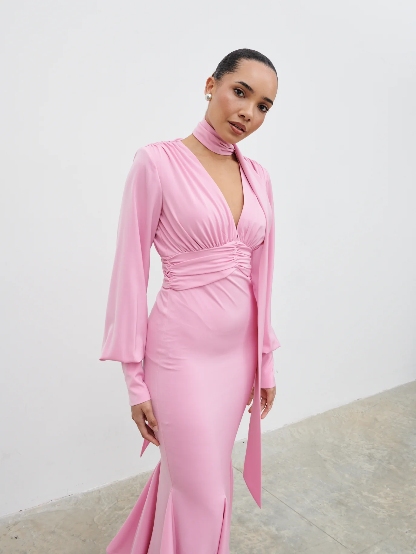Victoria Long Sleeve Maxi Dress - Peony Pink - Image 4
