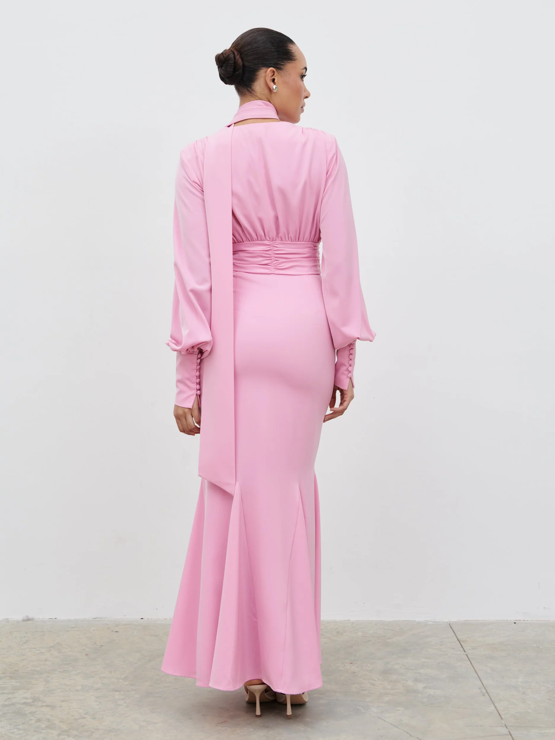 Victoria Long Sleeve Maxi Dress - Peony Pink - Image 5