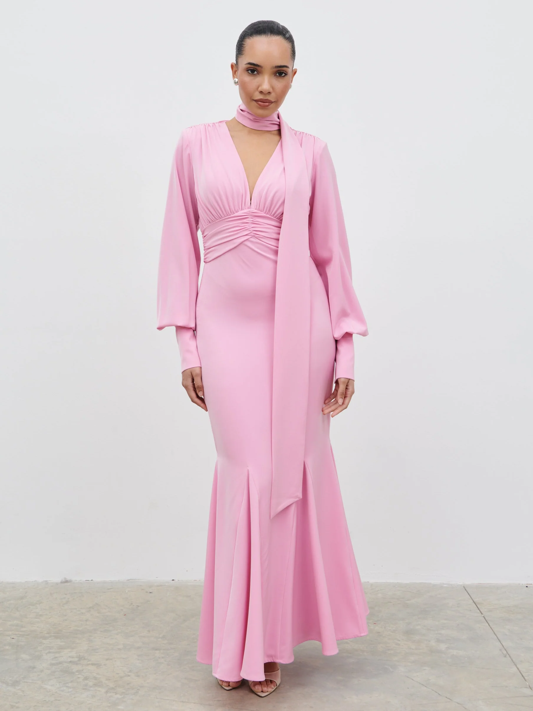 Victoria Long Sleeve Maxi Dress - Peony Pink - Image 7