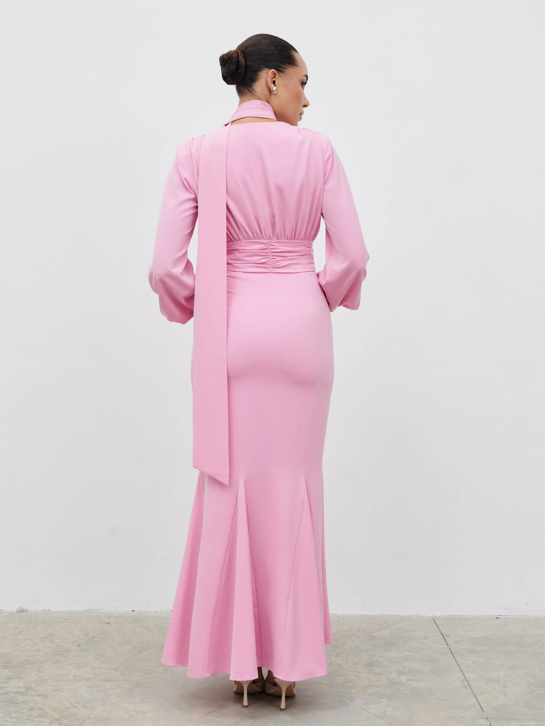 Victoria Long Sleeve Maxi Dress - Peony Pink - Image 8