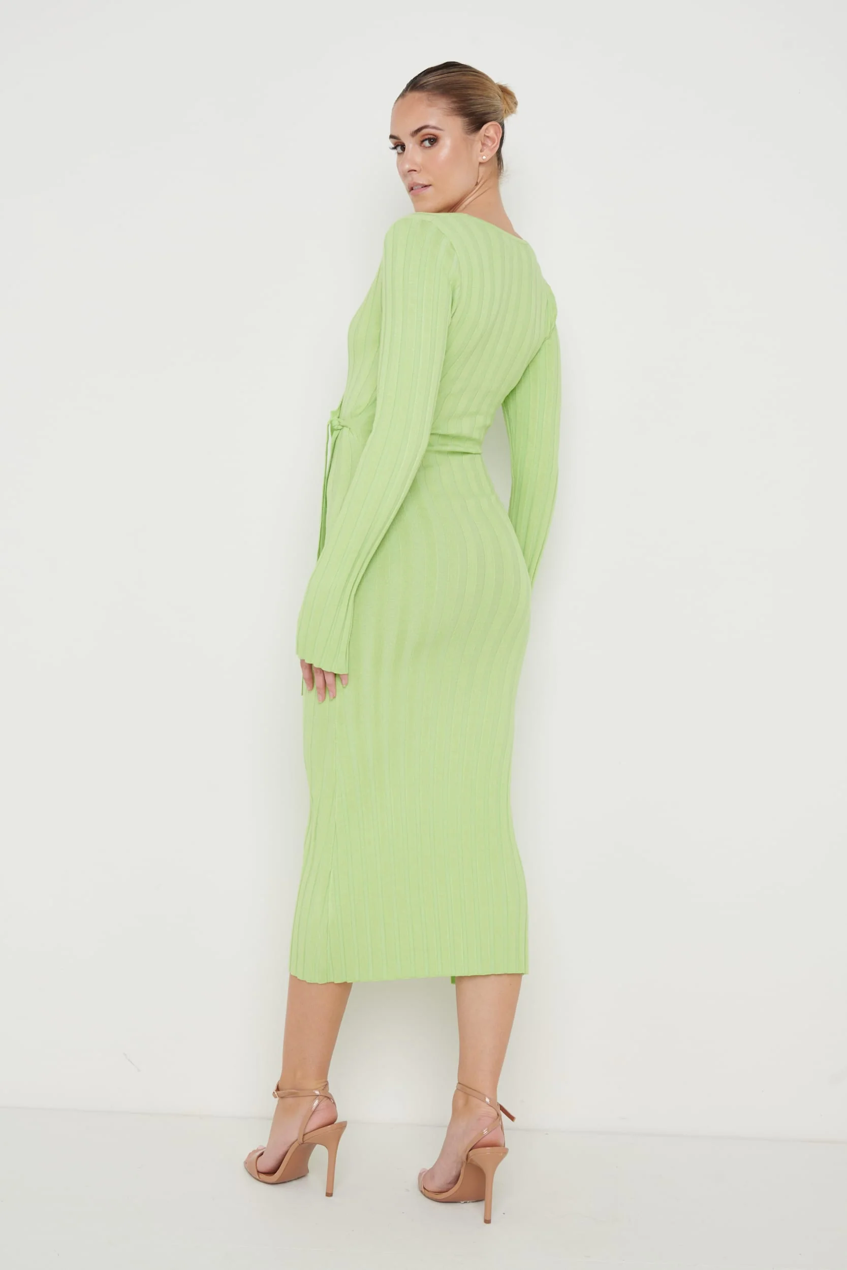 Vinnie Wrap Tie Midaxi Dress - Apple Green - Image 3