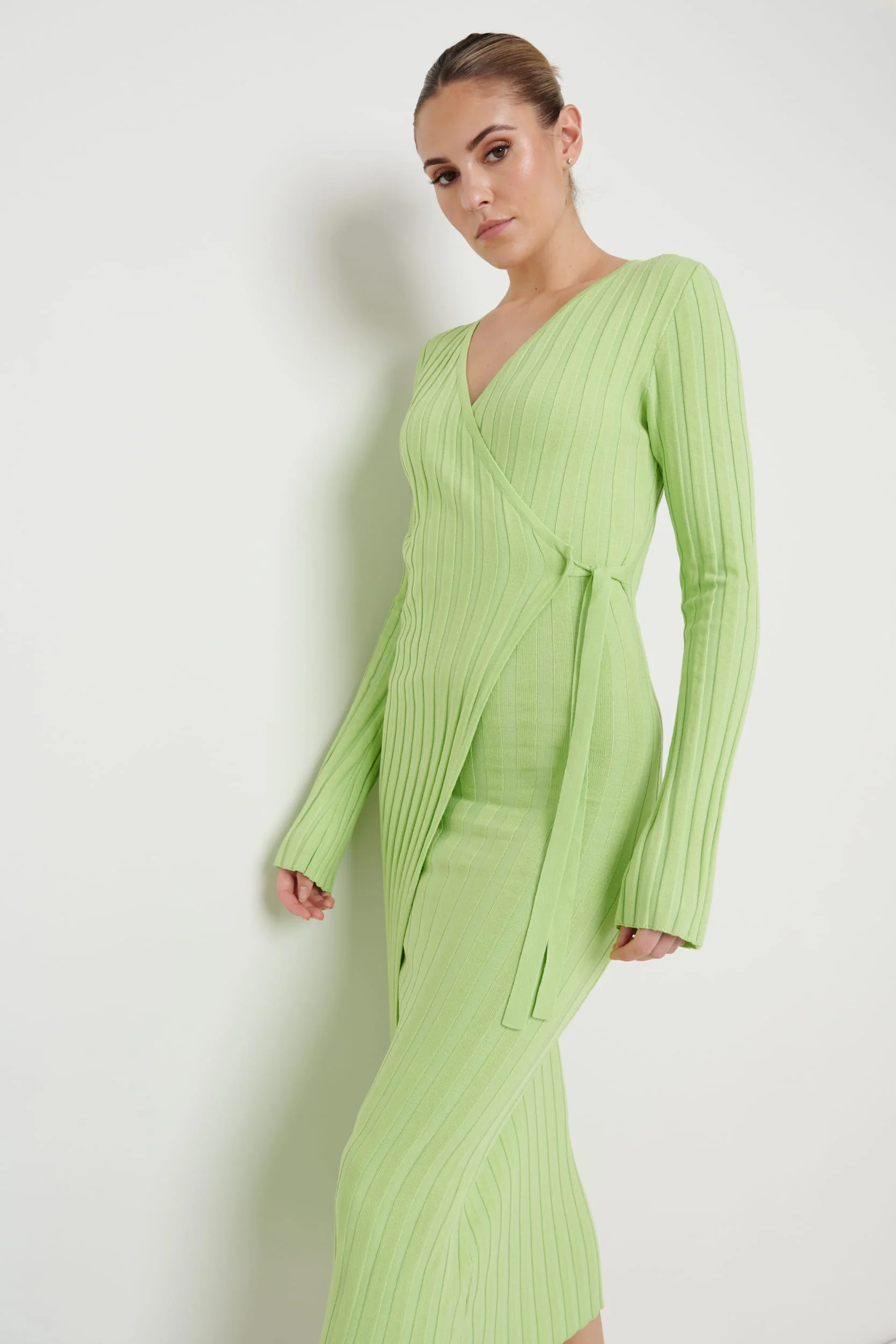 Vinnie Wrap Tie Midaxi Dress - Apple Green - Image 4