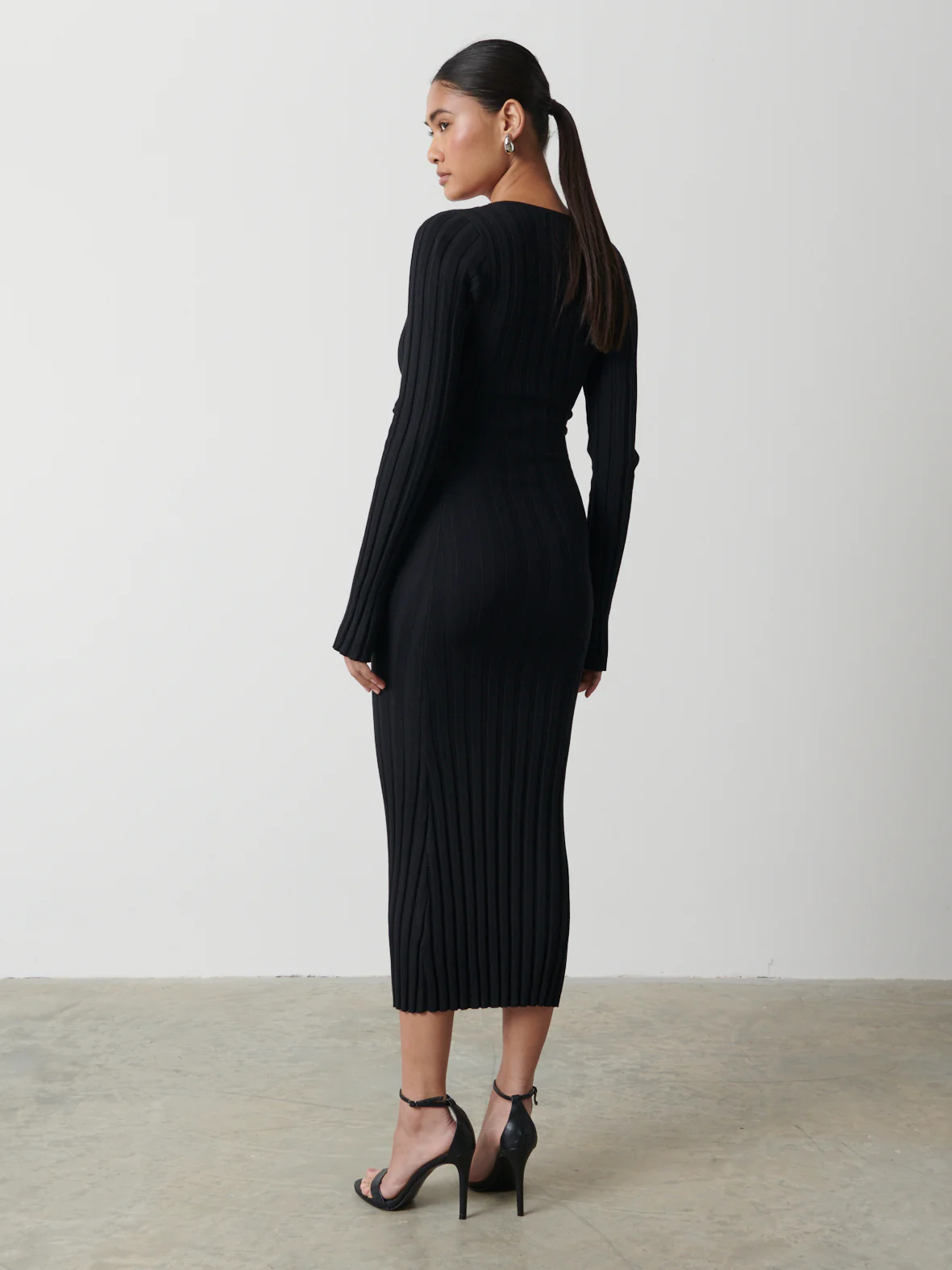 Vinnie Wrap Tie Midaxi Dress - Black - Image 3