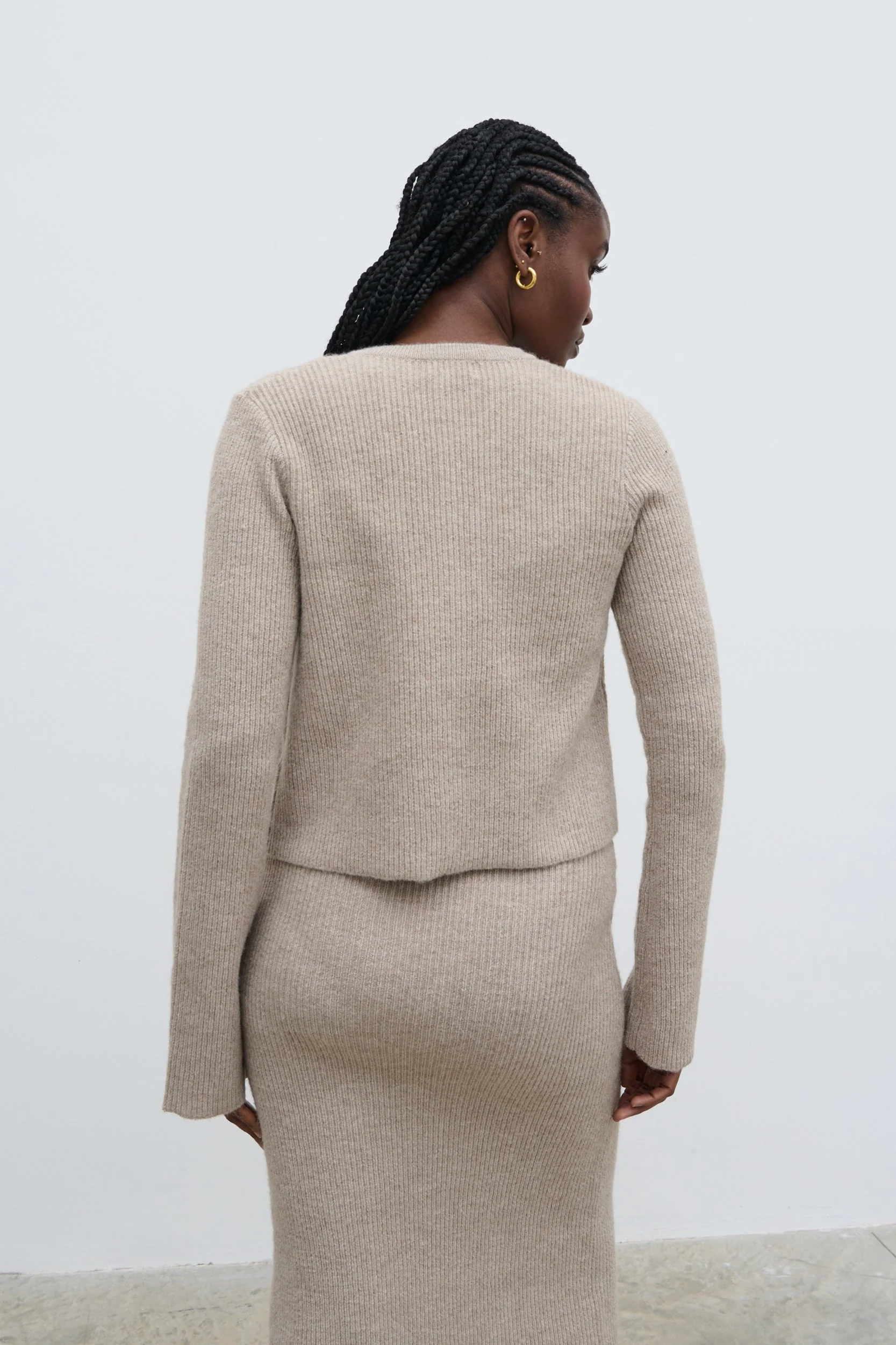 Winnie Slim Fit Knit Cardigan - Beige - Image 6