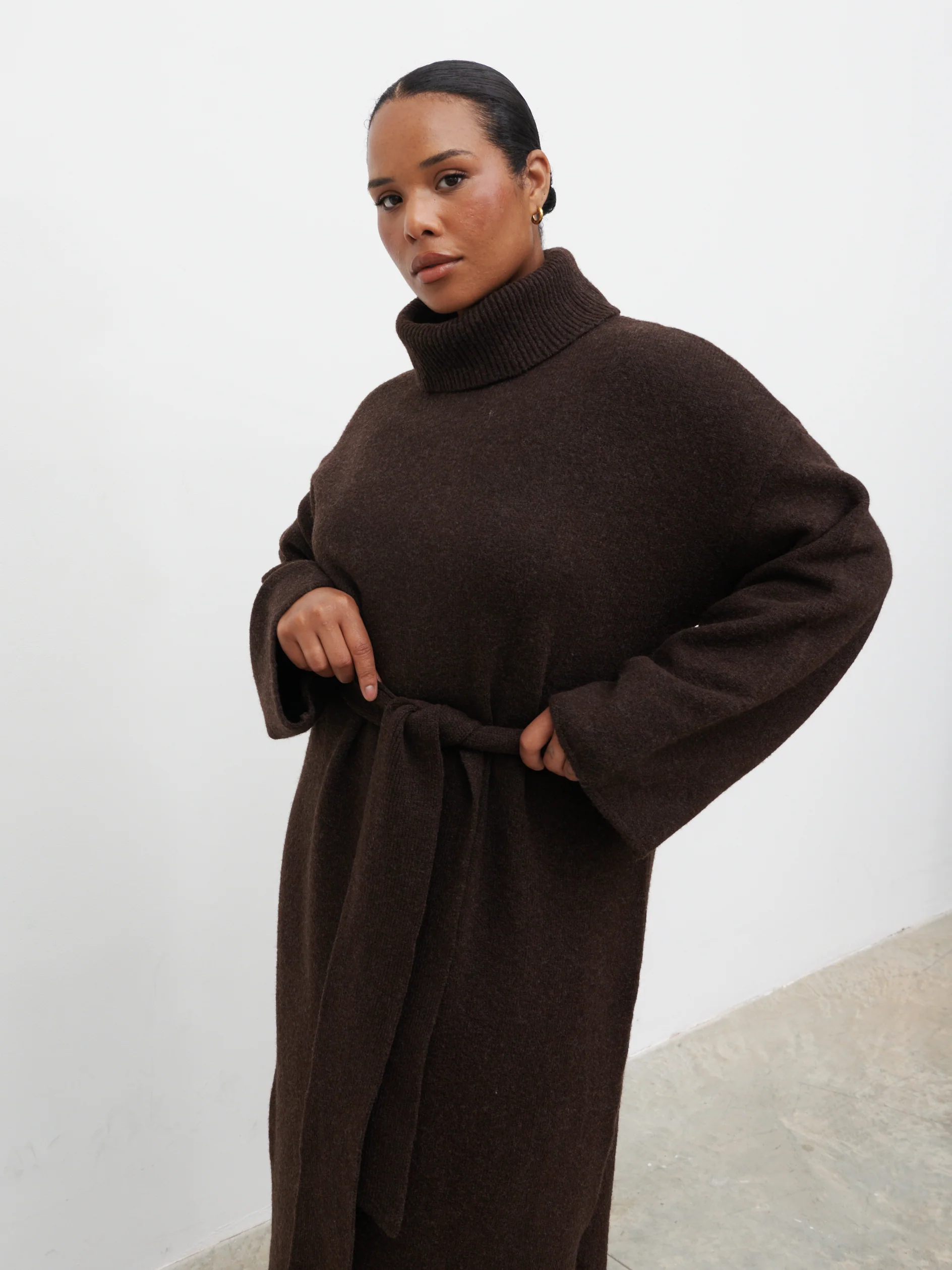 Wrenley Midaxi Knit Dress Curve - Chocolate - Image 2