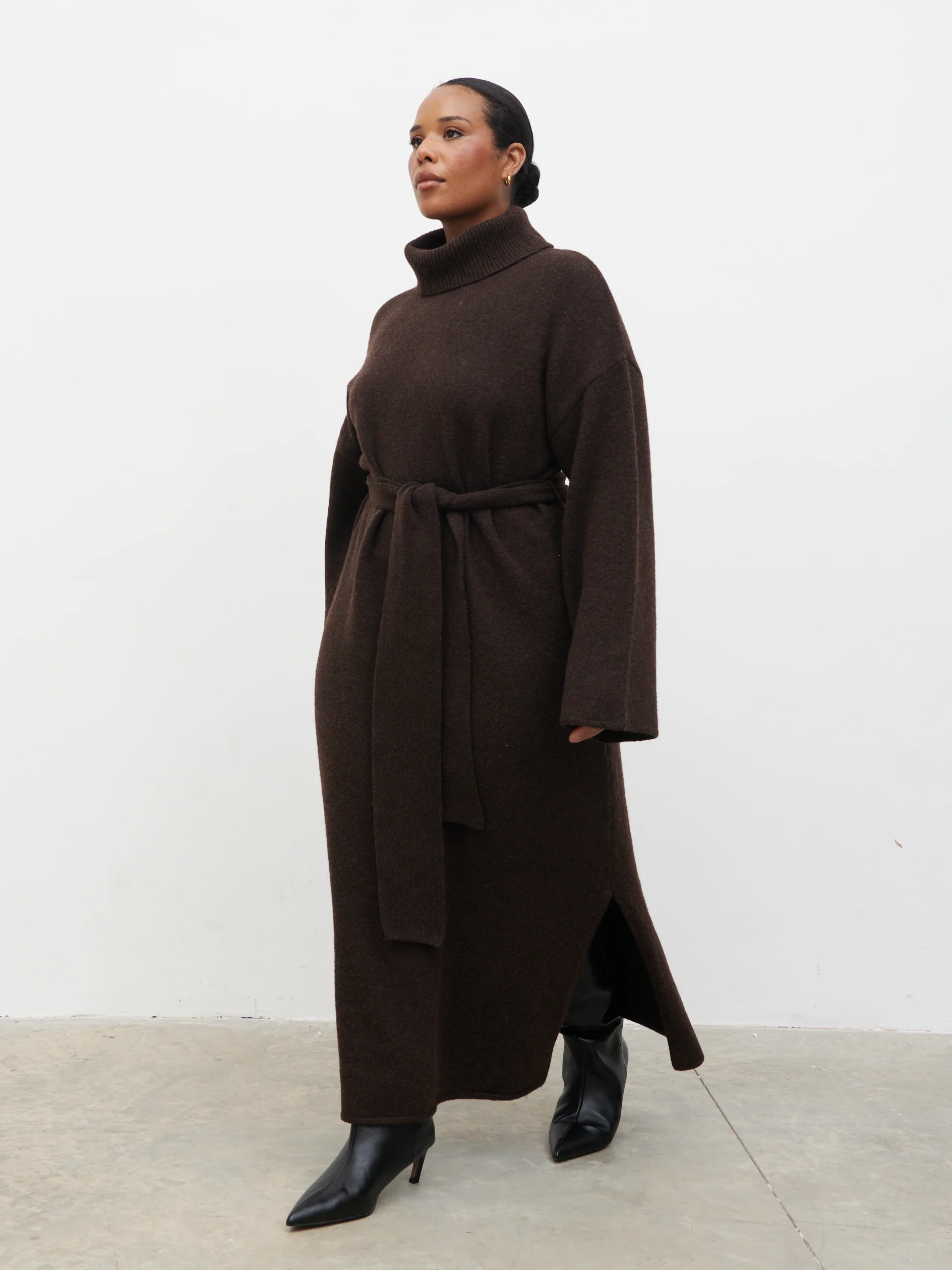 Wrenley Midaxi Knit Dress Curve - Chocolate - Image 3