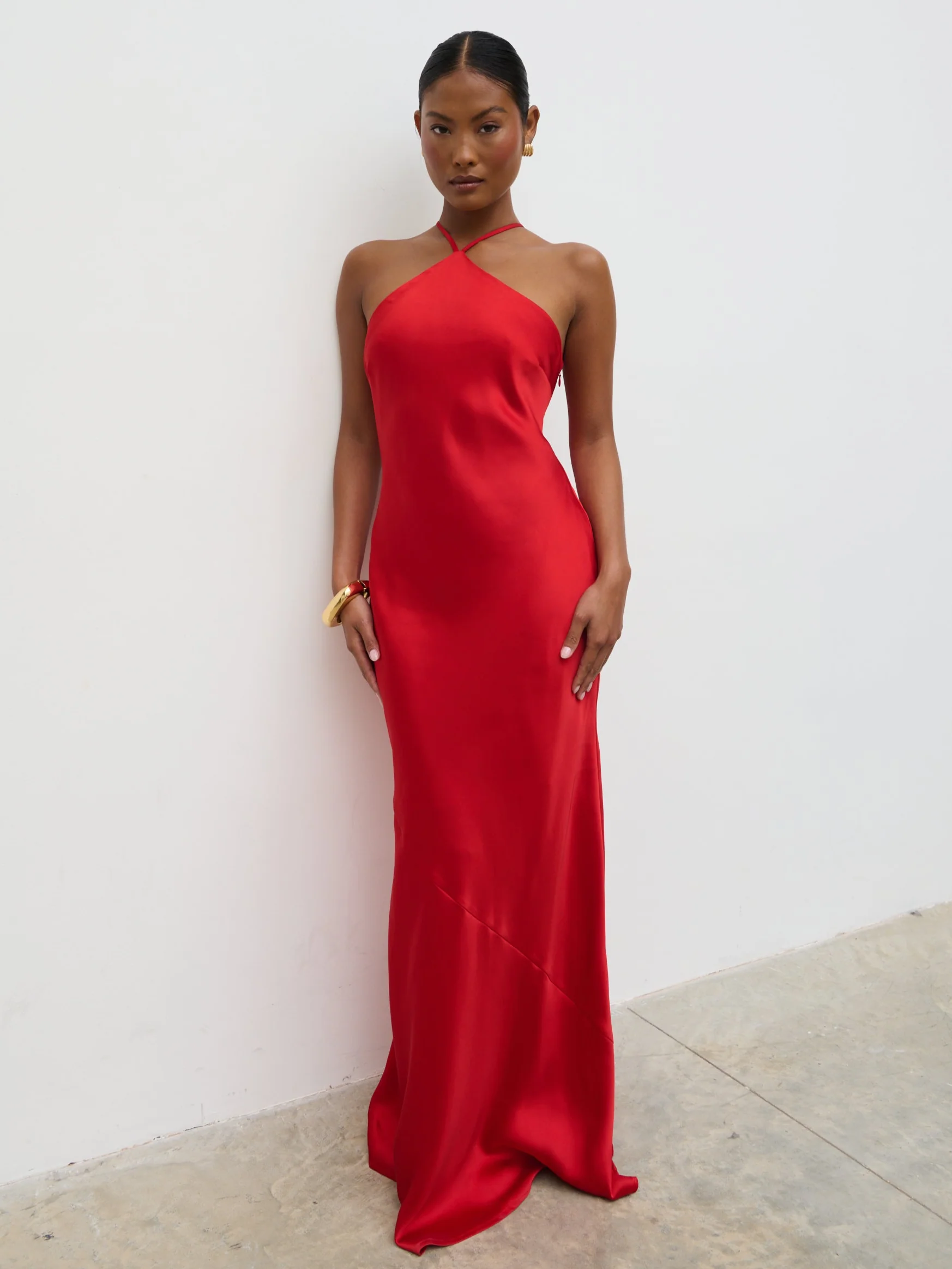 Yvette Halter Neck Maxi Dress - Red - Image 2