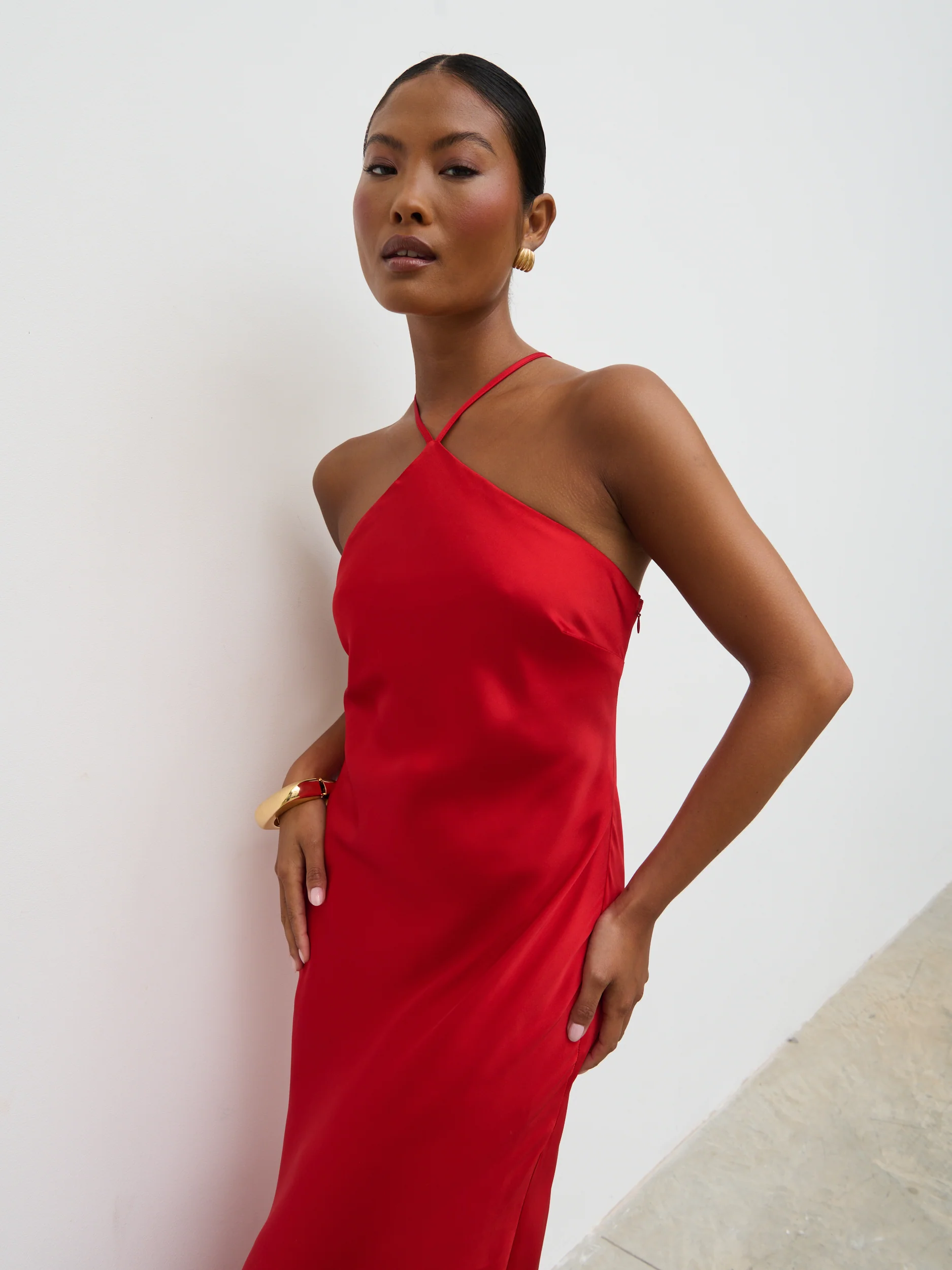 Yvette Halter Neck Maxi Dress - Red - Image 3