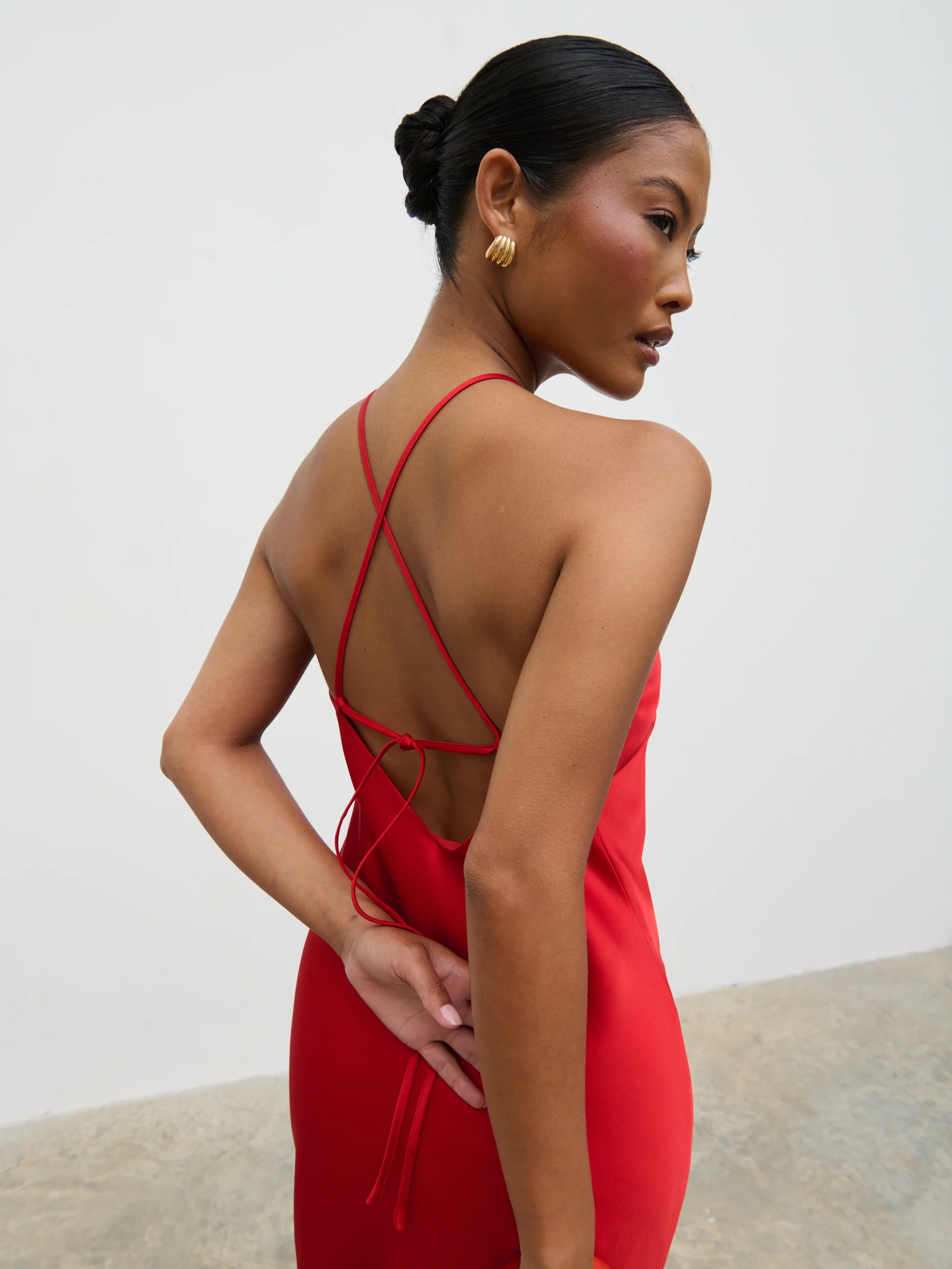Yvette Halter Neck Maxi Dress - Red - Image 5