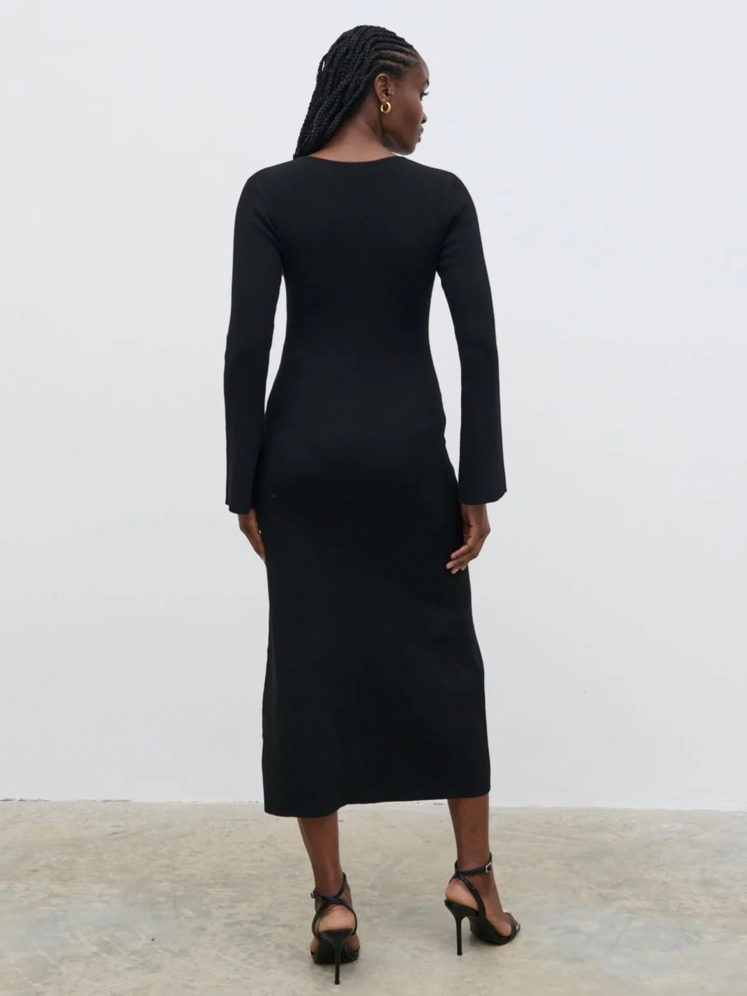 Zahra Cut Out Knit Midaxi Dress - Black - Image 3