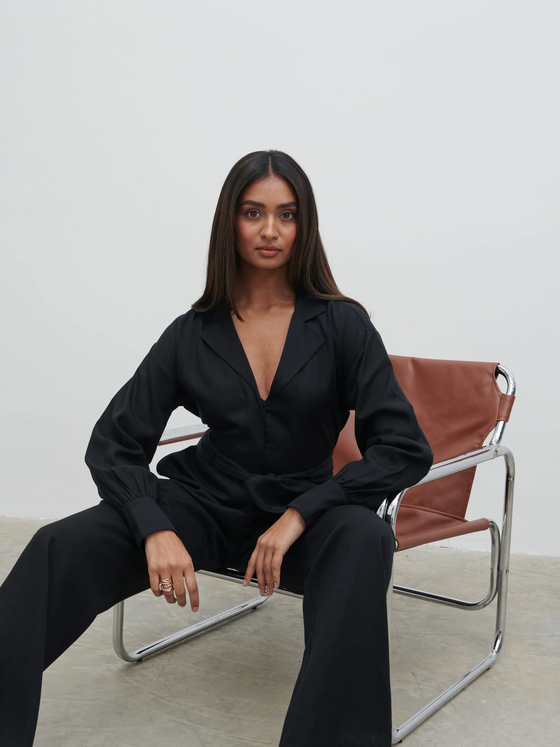 Zara Belted Jumpsuit - Black - Image 2