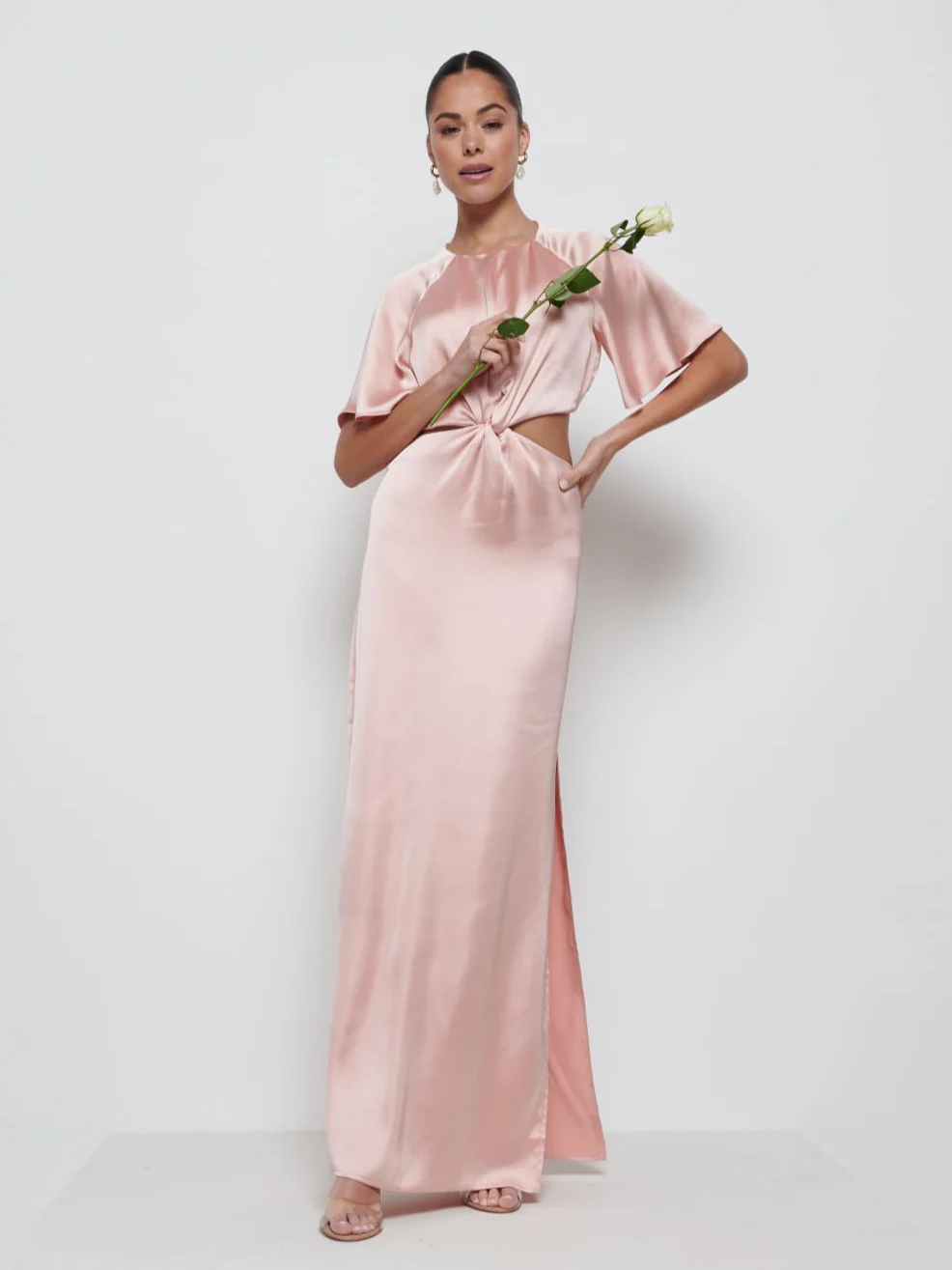 Zara Twist Knot Bridesmaid Dress - Blush - Image 4