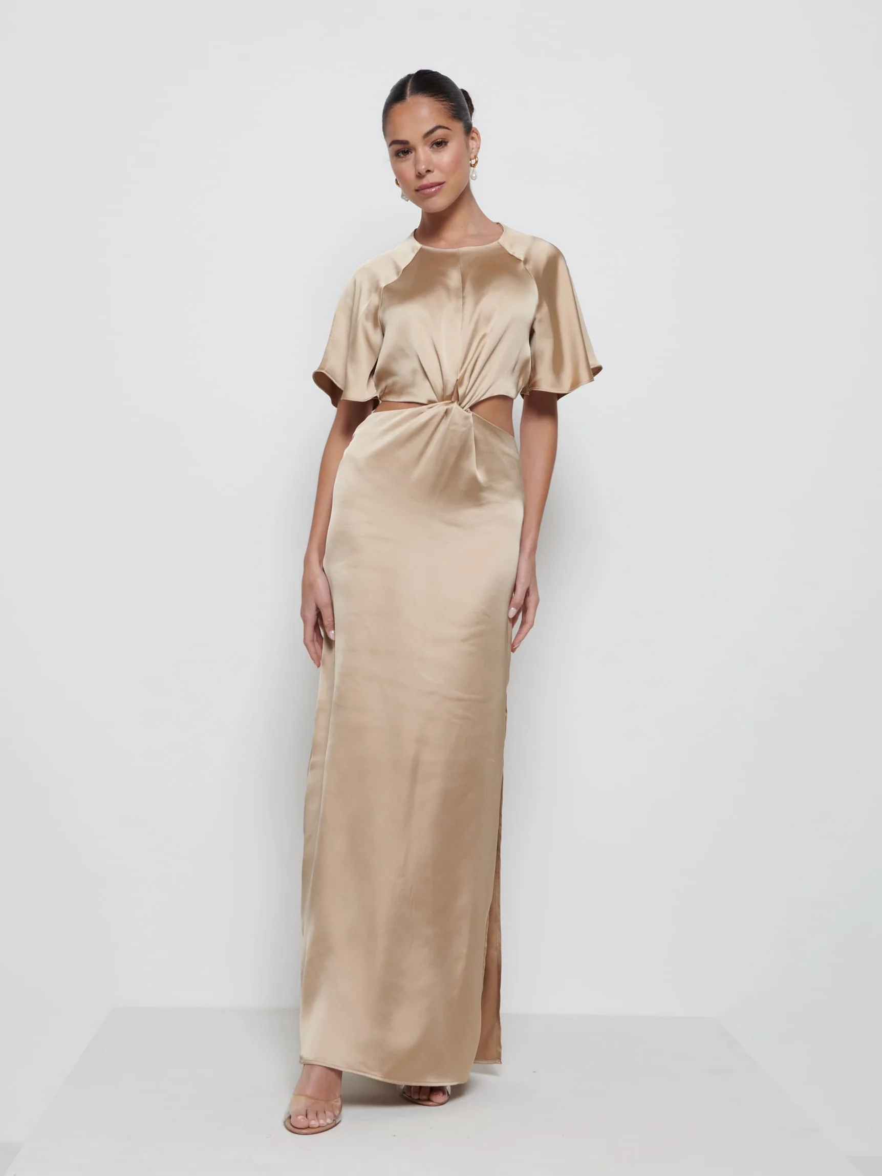 Zara Twist Knot Bridesmaid Dress - Bronze - Image 4