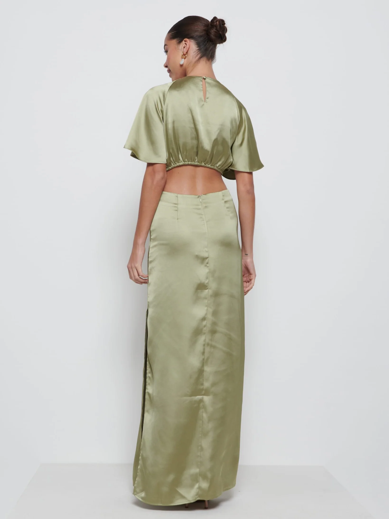 Zara Twist Knot Bridesmaid Dress - Olive - Image 3