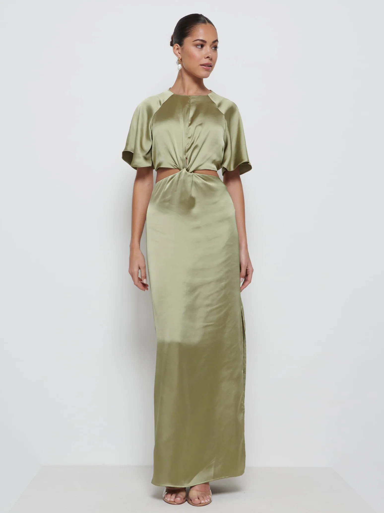 Zara Twist Knot Bridesmaid Dress - Olive - Image 4