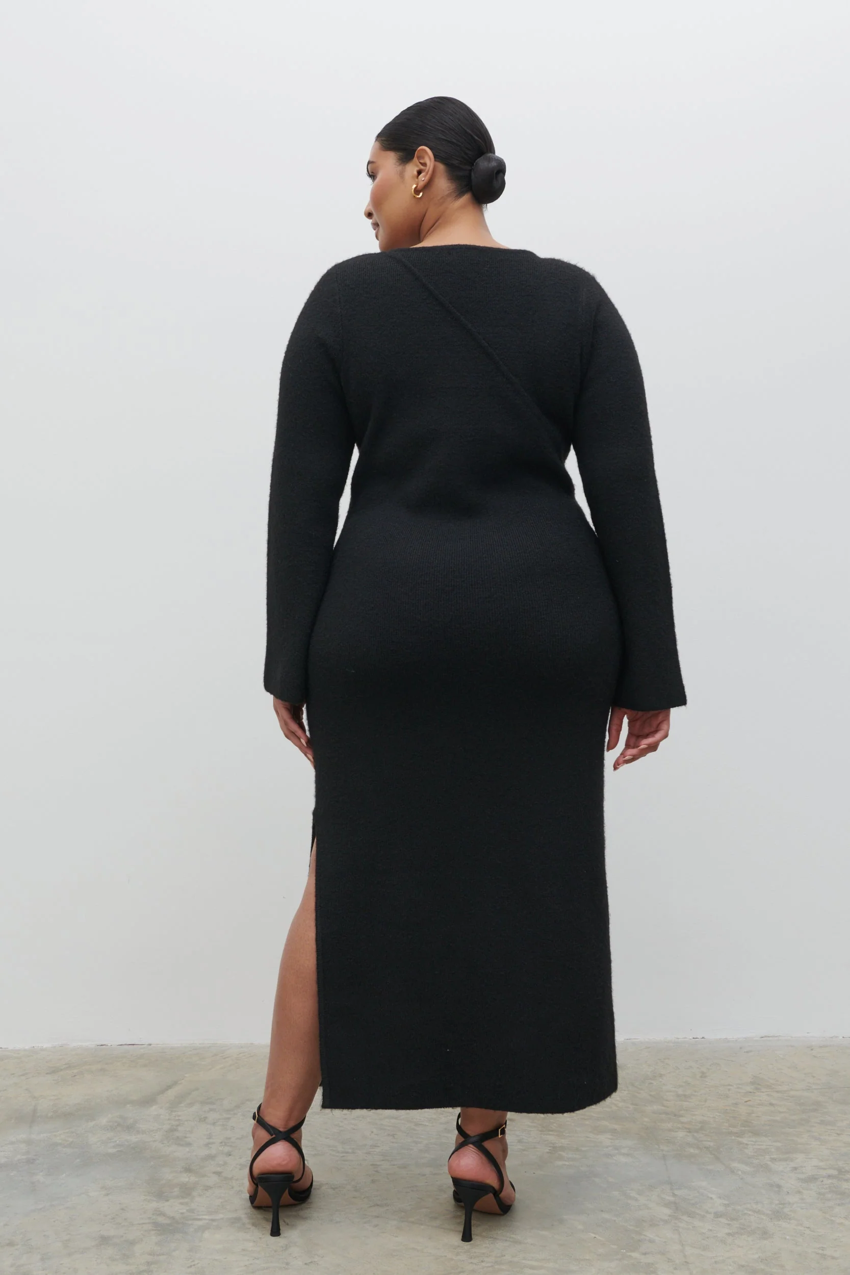 Zariah Space Dye Midaxi Dress Curve - Black - Image 5