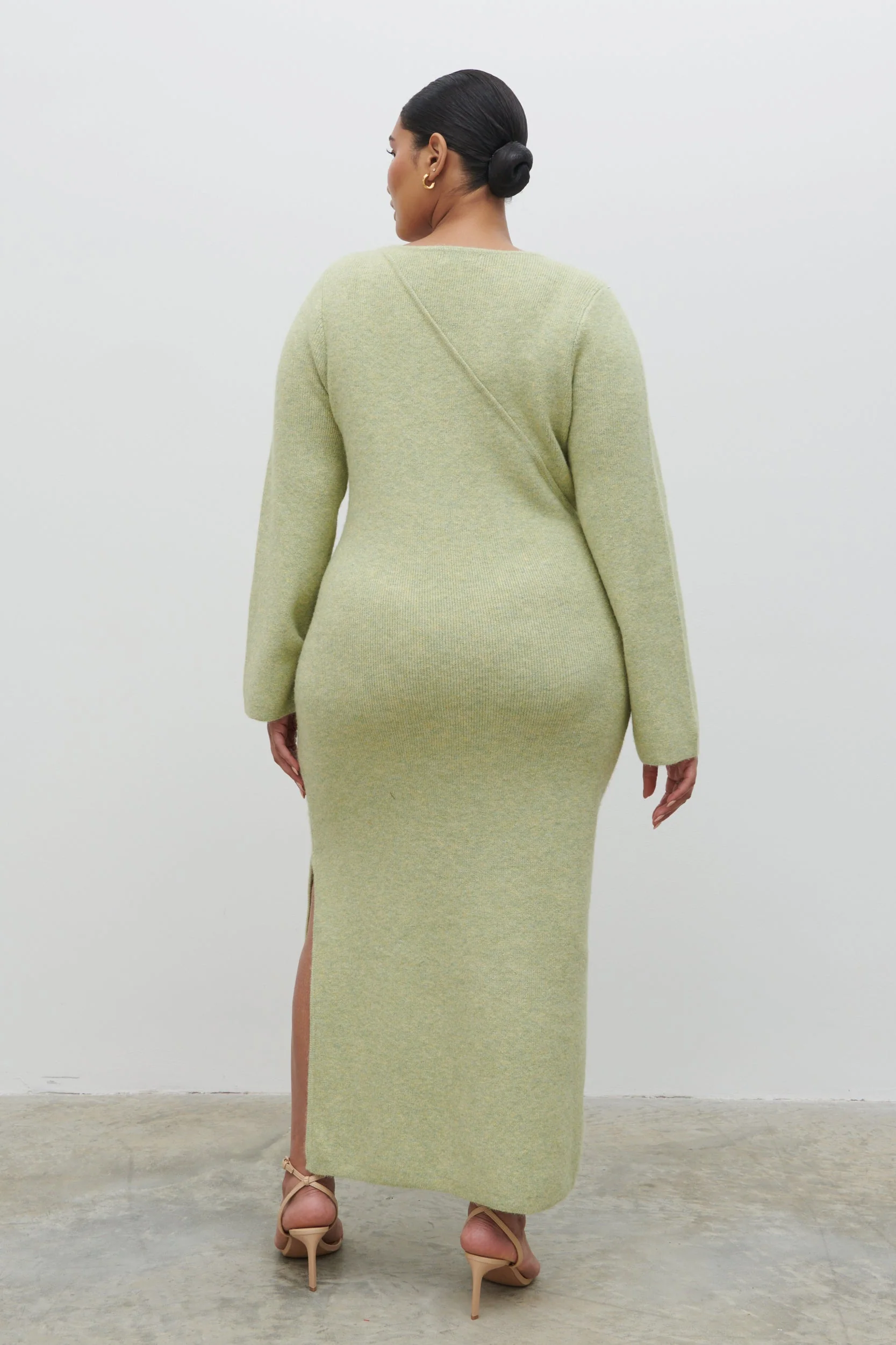 Zariah Space Dye Midaxi Dress Curve - Pistachio - Image 3