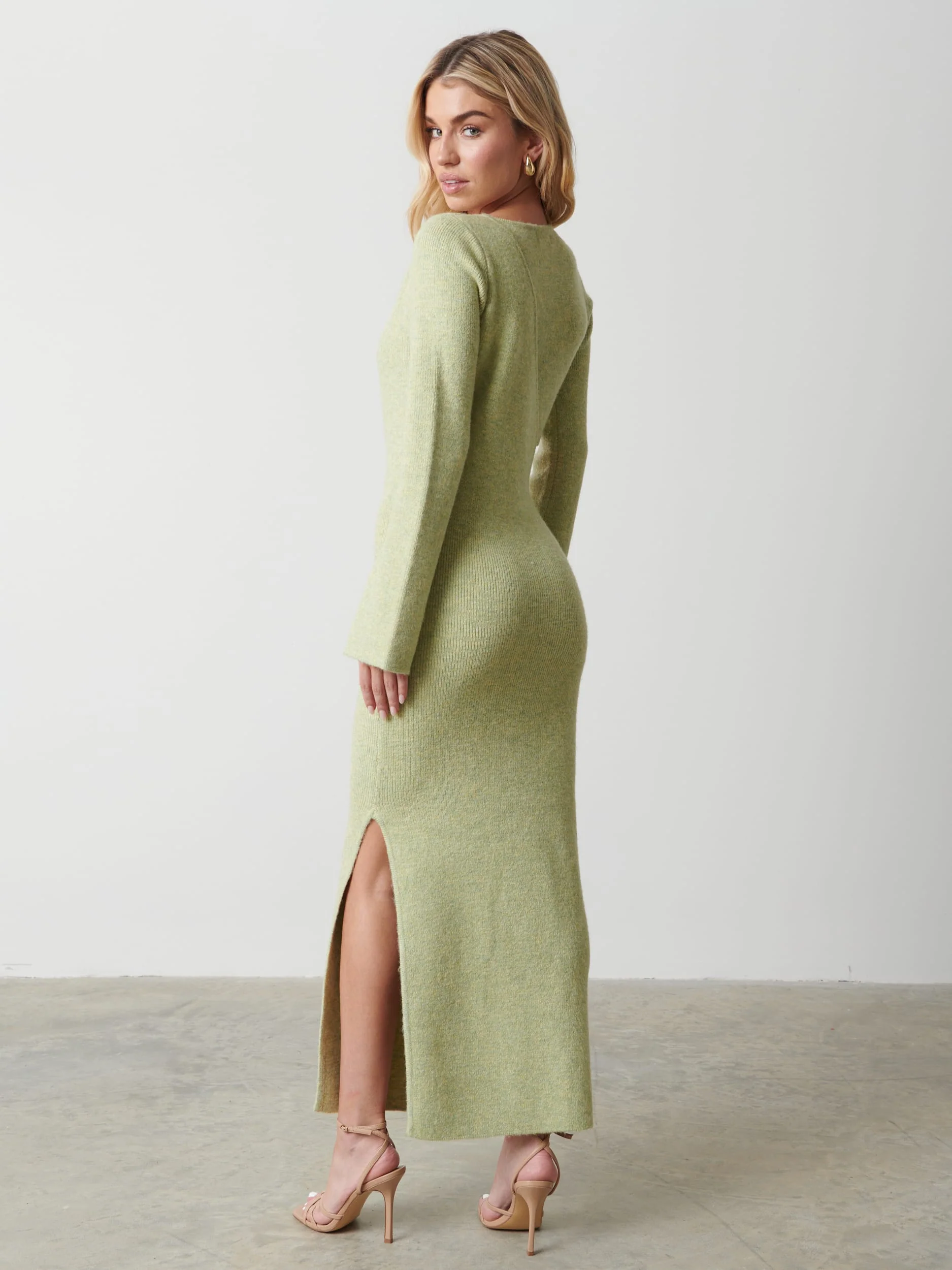 Zariah Space Dye Midaxi Dress - Pistachio - Image 4