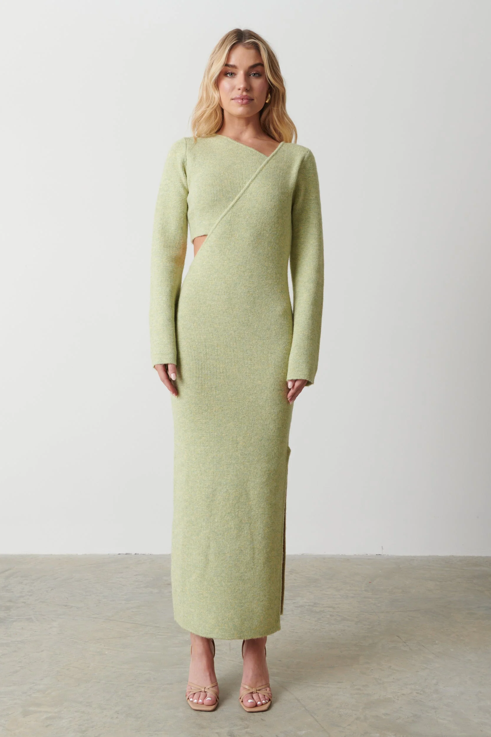 Zariah Space Dye Midaxi Dress - Pistachio - Image 6