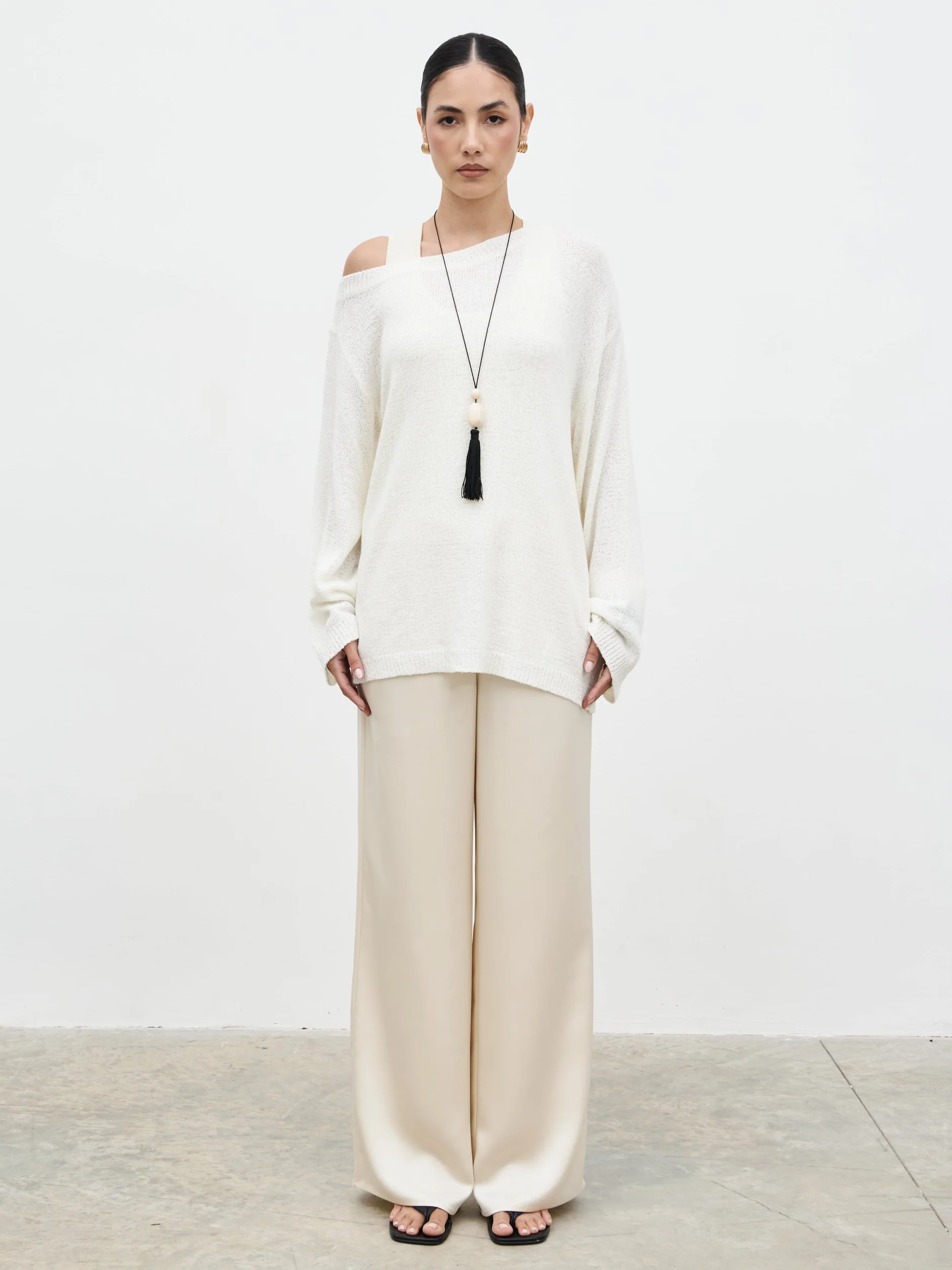 Zelia Fine Knit Off Shoulder Jumper - stone - Image 10
